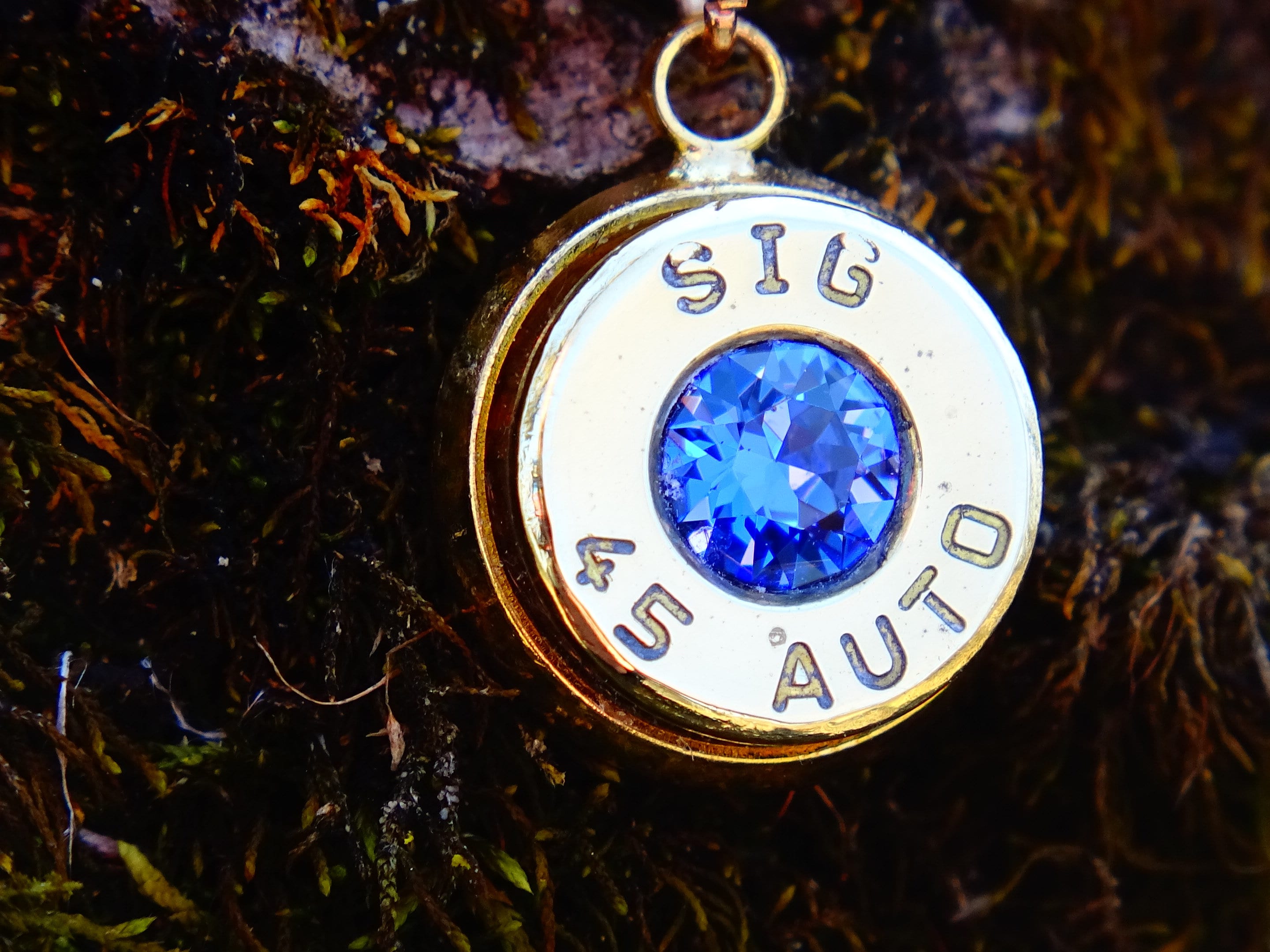 Bullet necklace gold sapphire (etsy image id: 2317471659)