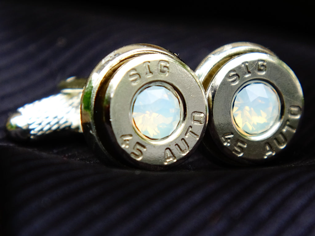 Bullet cufflinks .45 ACP opal (etsy image id: 2329798900)