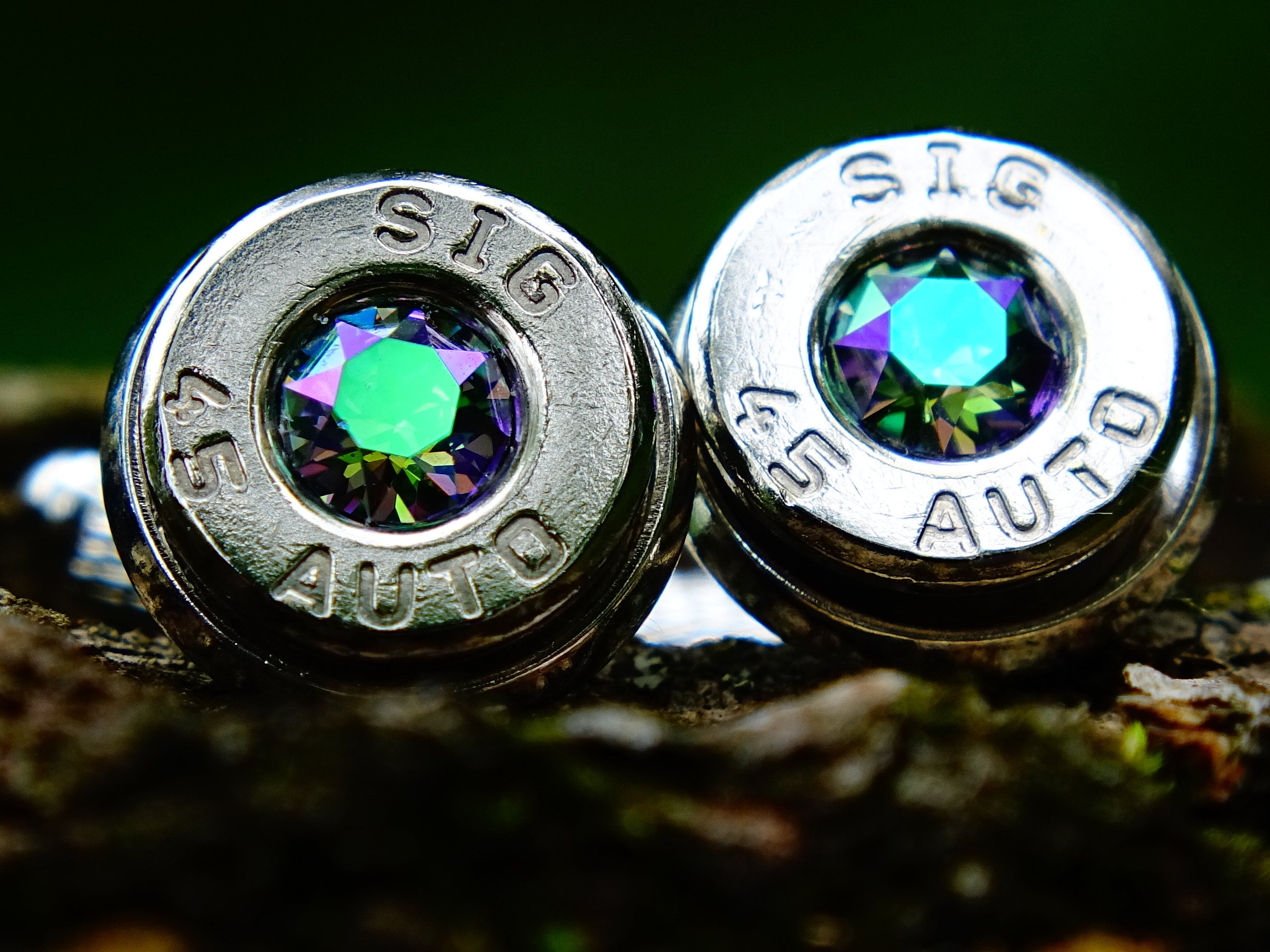 Bullet cufflinks .45 ACP alexandrite (etsy image id: 2329816370)