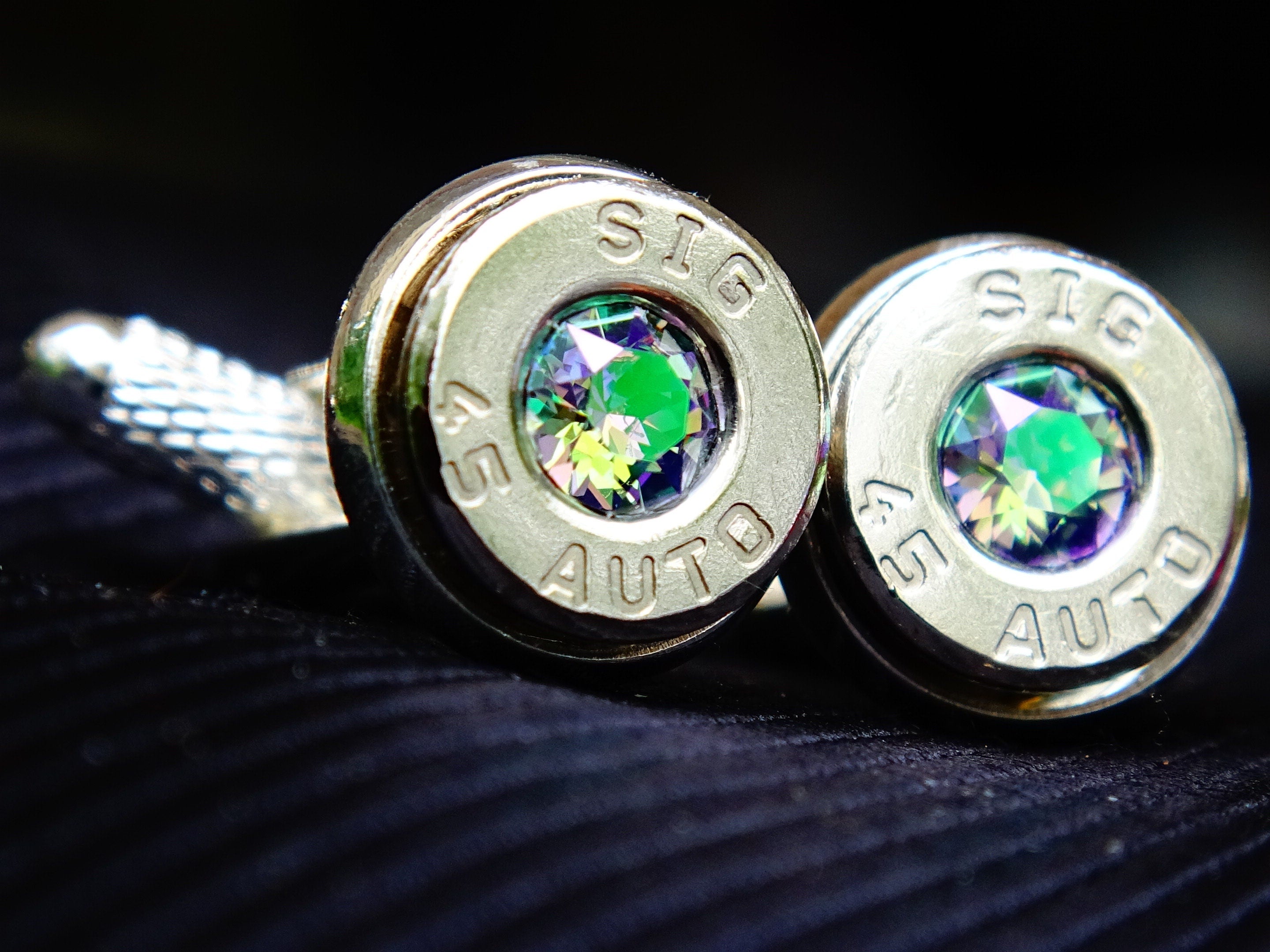 Bullet cufflinks .45 ACP alexandrite (etsy image id: 2329816960)