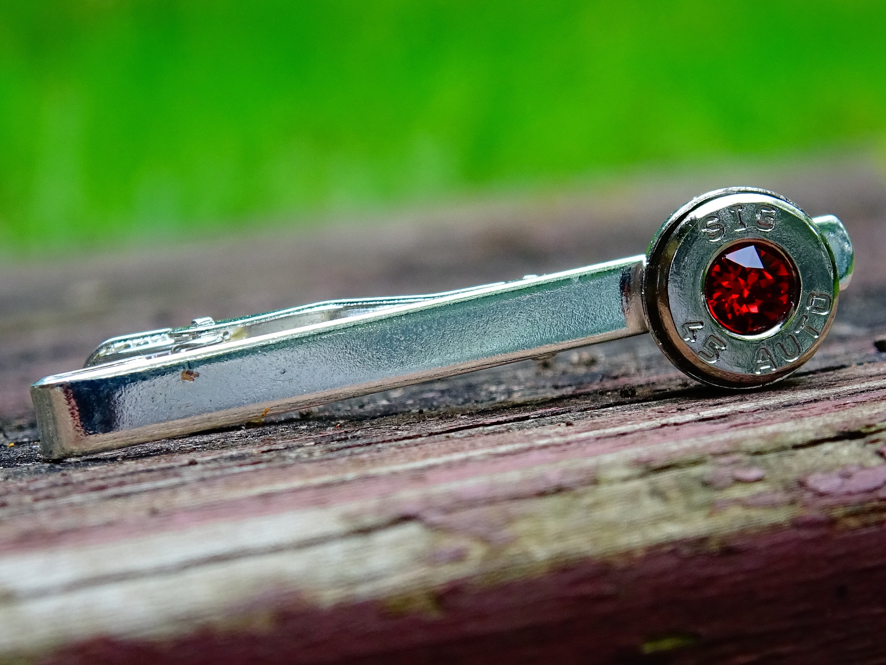 Bullet tie clip .45 ACP garnet (etsy image id: 2329832742)