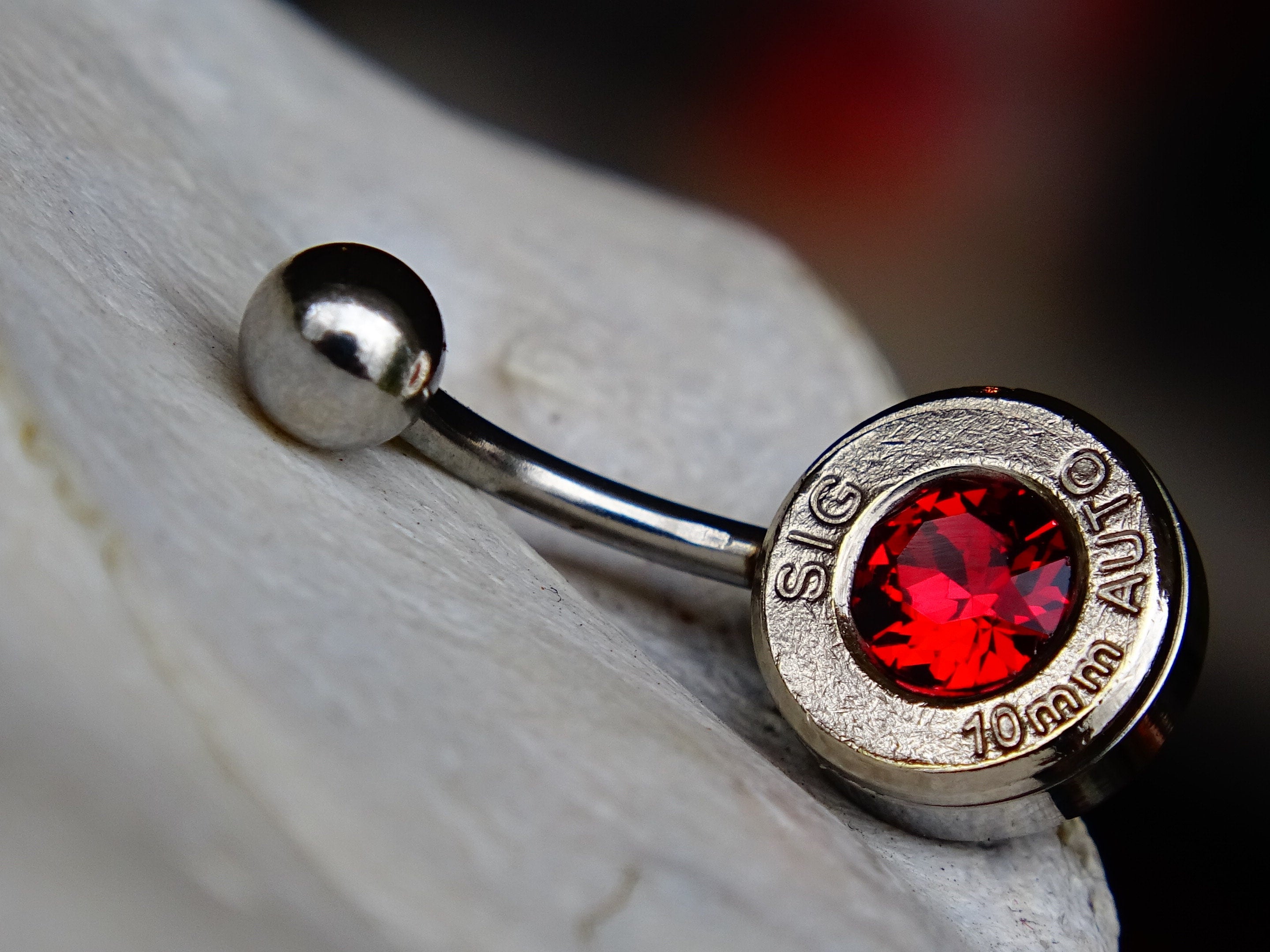 Navel ring belly button ring garnet bullet (etsy image id: 2332823379)