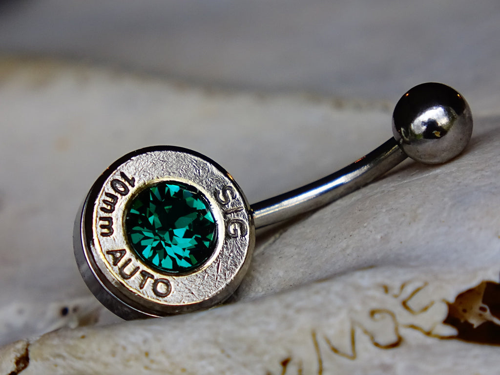 Bullet navel ring belly button ring emerald (etsy image id: 2332830375)