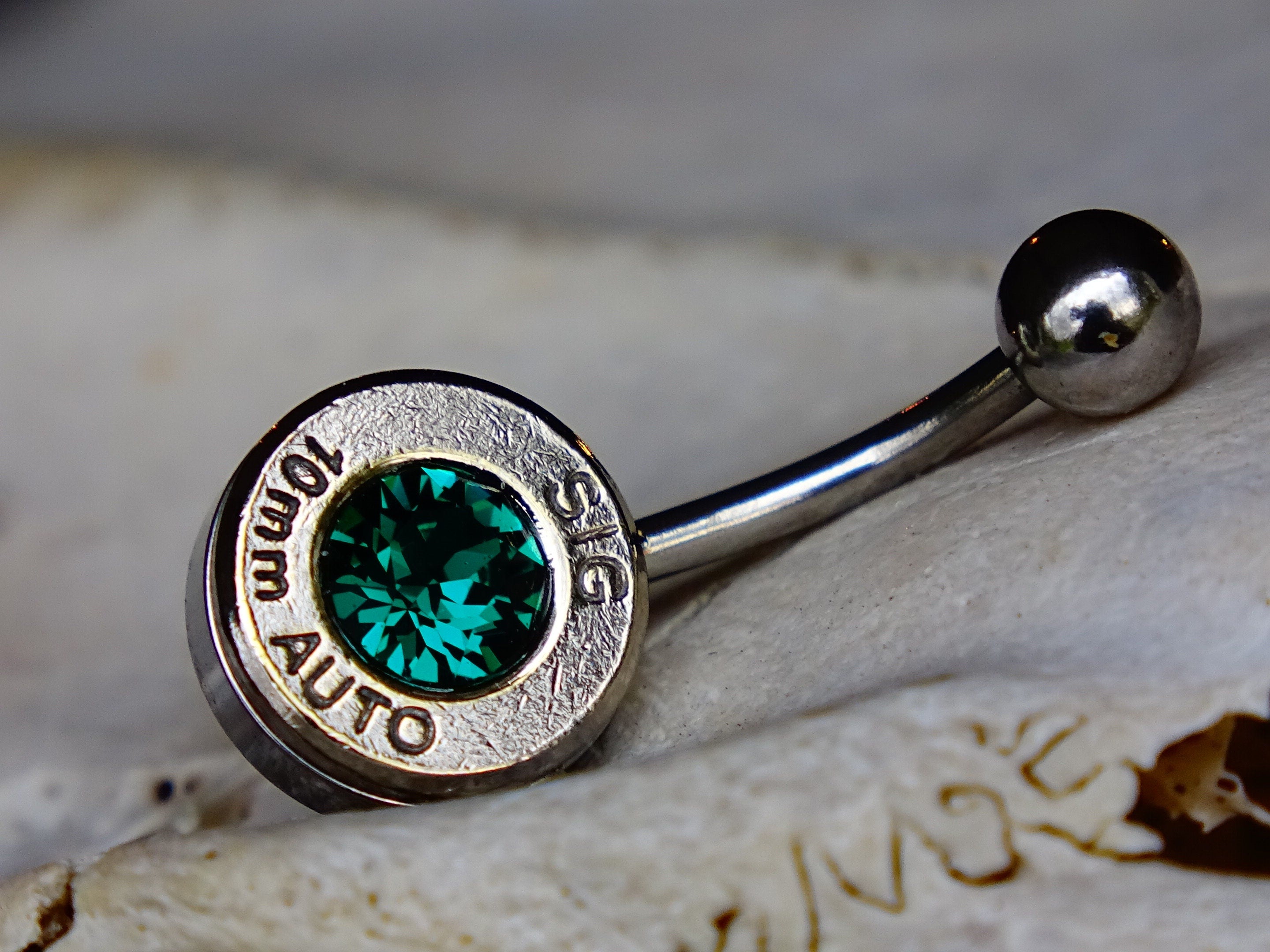 Bullet navel ring belly button ring emerald (etsy image id: 2332830375)