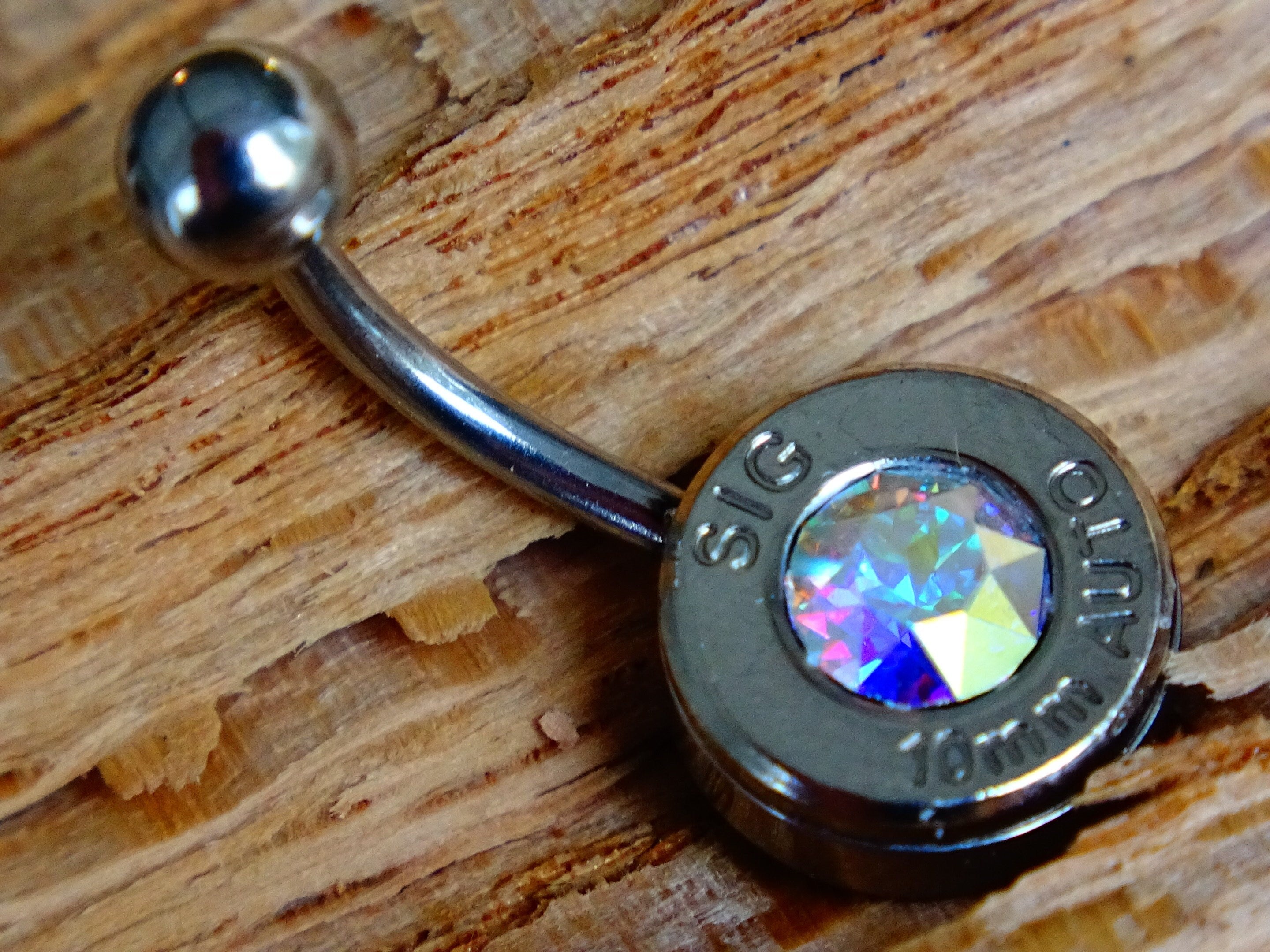 Bullet navel ring belly button ring aurora borealis __etsy:2332835503