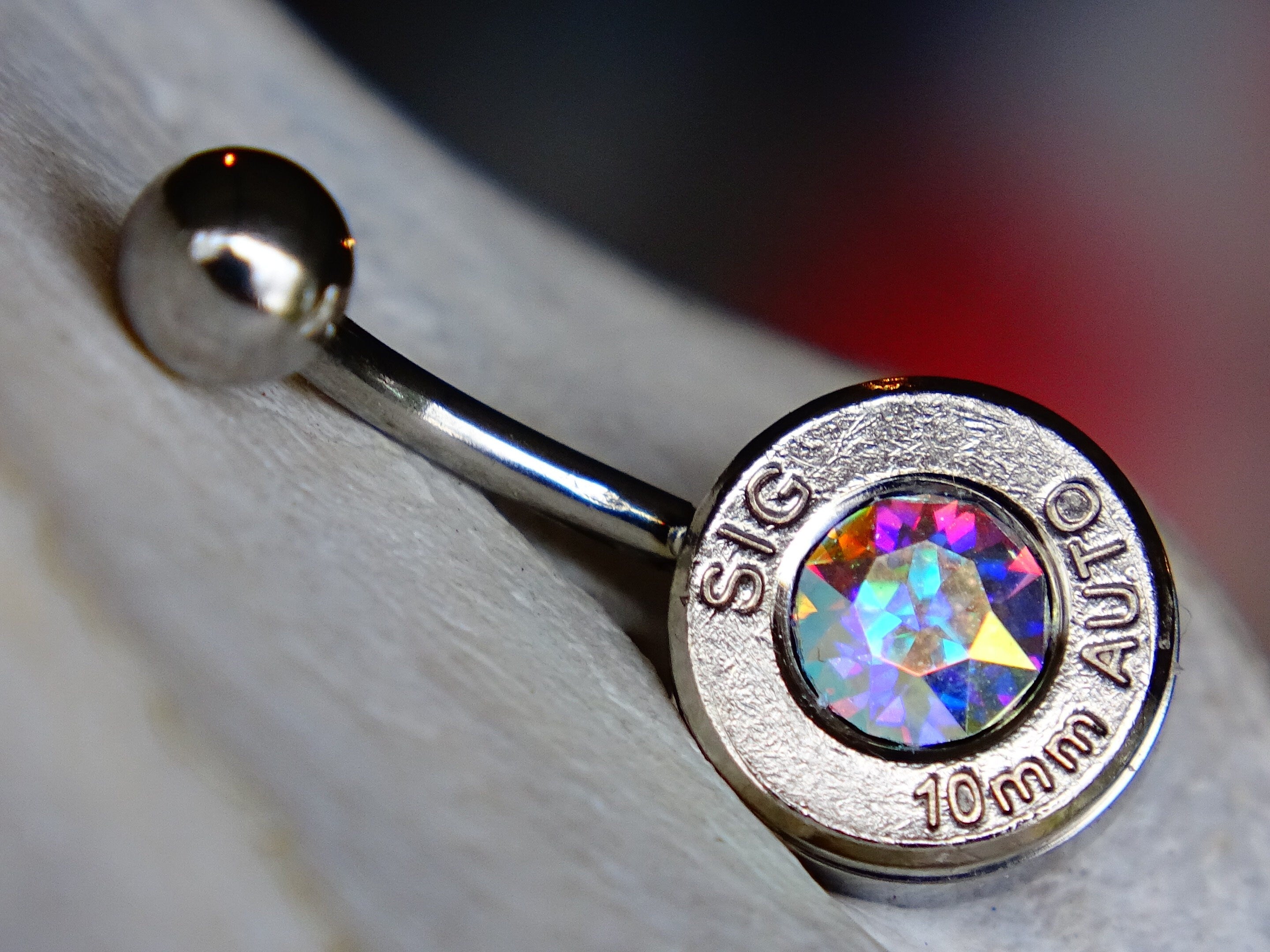 Bullet navel ring belly button ring aurora borealis __etsy:2332835625