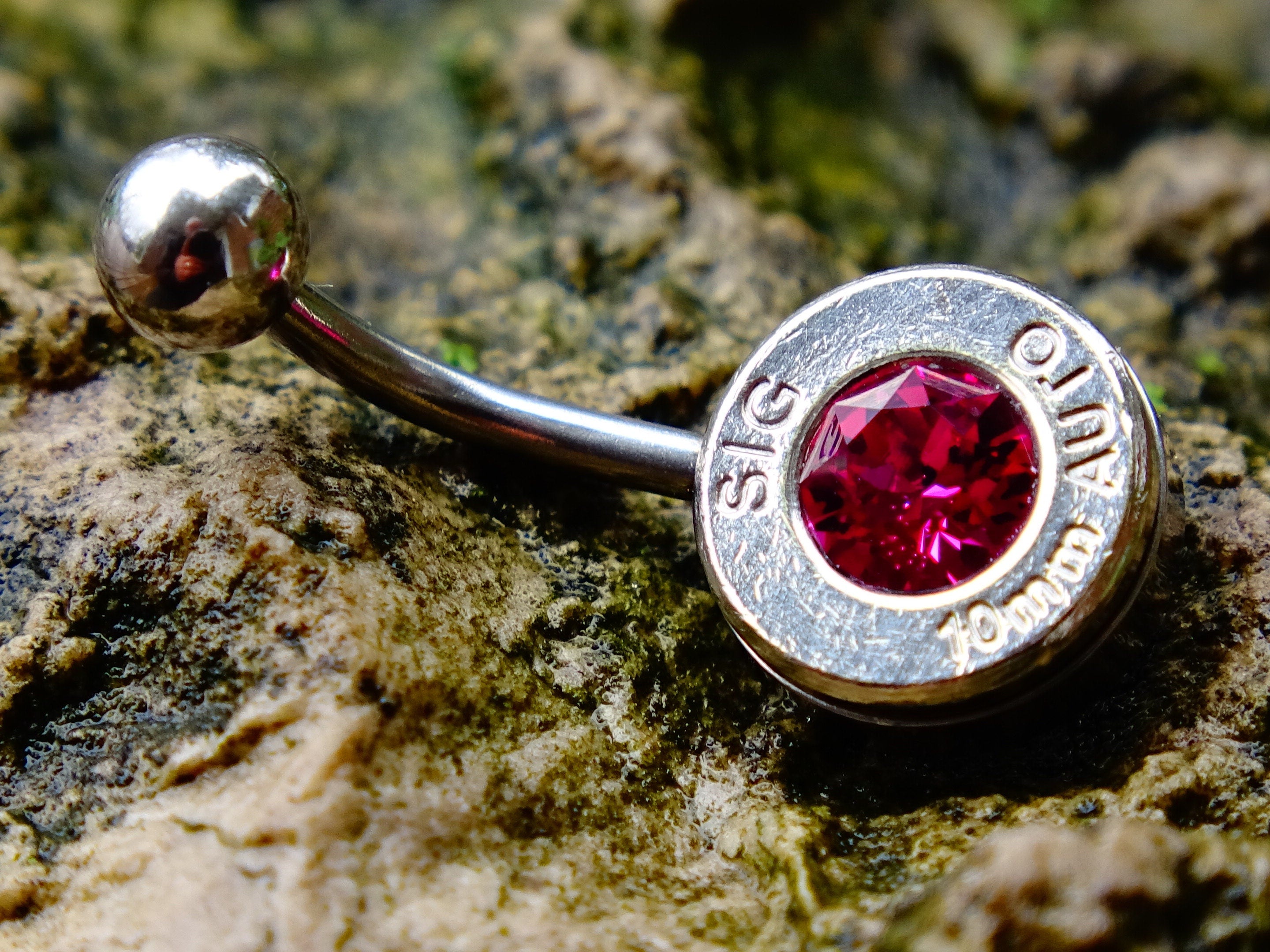 Bullet navel ring belly button ring fushia (etsy image id: 2334322483)