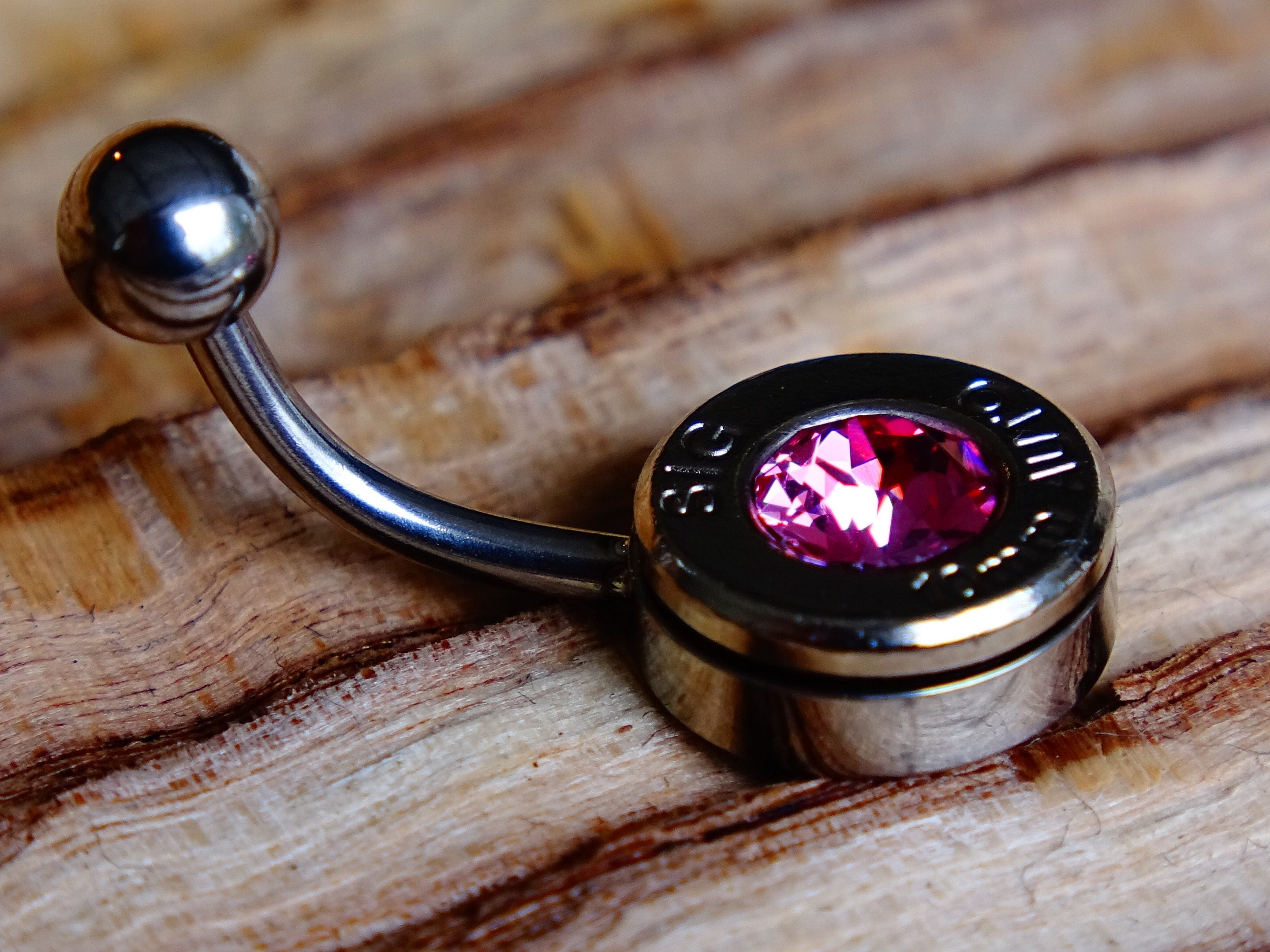 Navel ring belly button ring pink tourmaline bullet (etsy image id: 2334330693)
