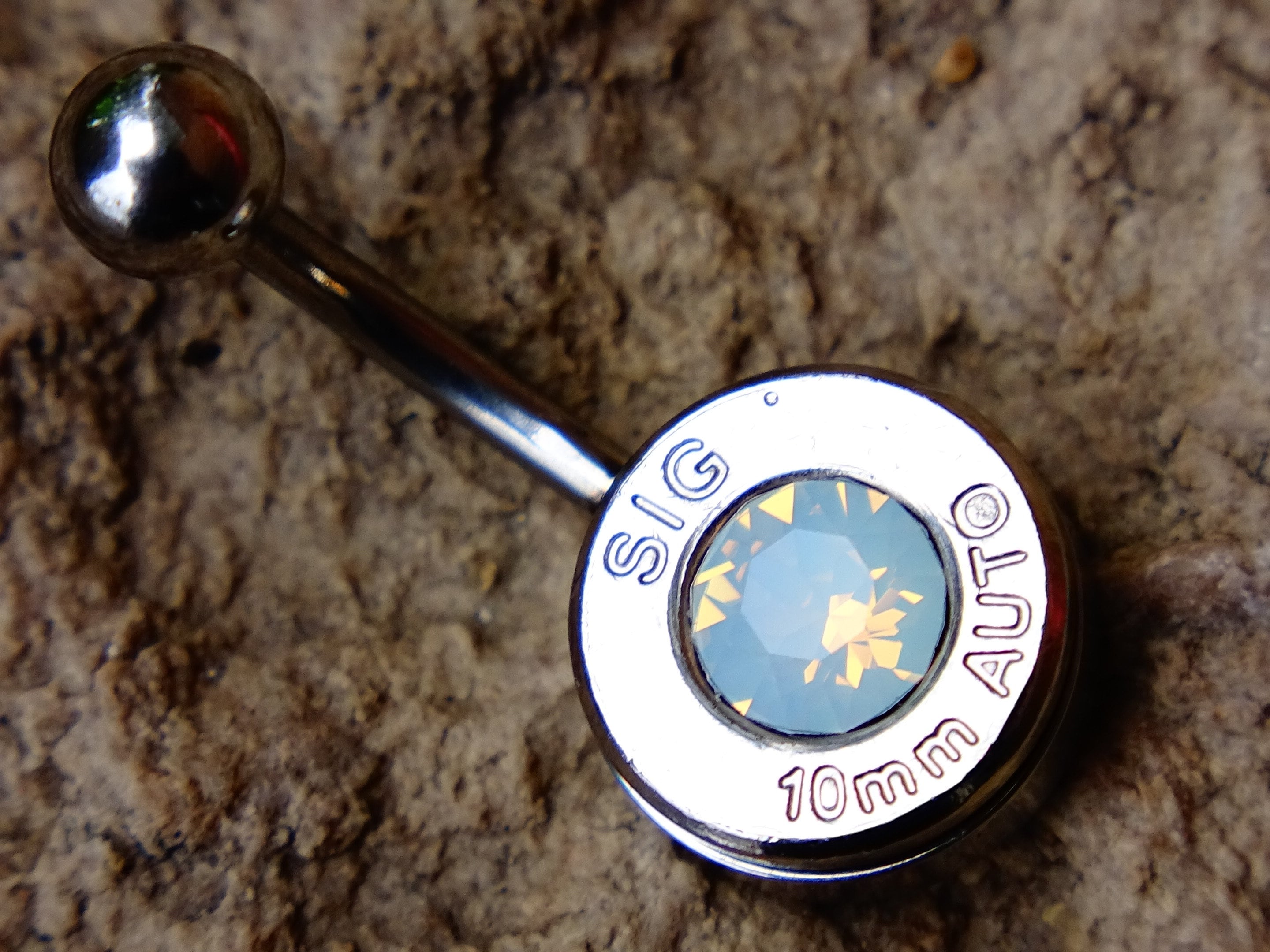 Bullet navel ring belly button ring button opal (etsy image id: 2334333611)