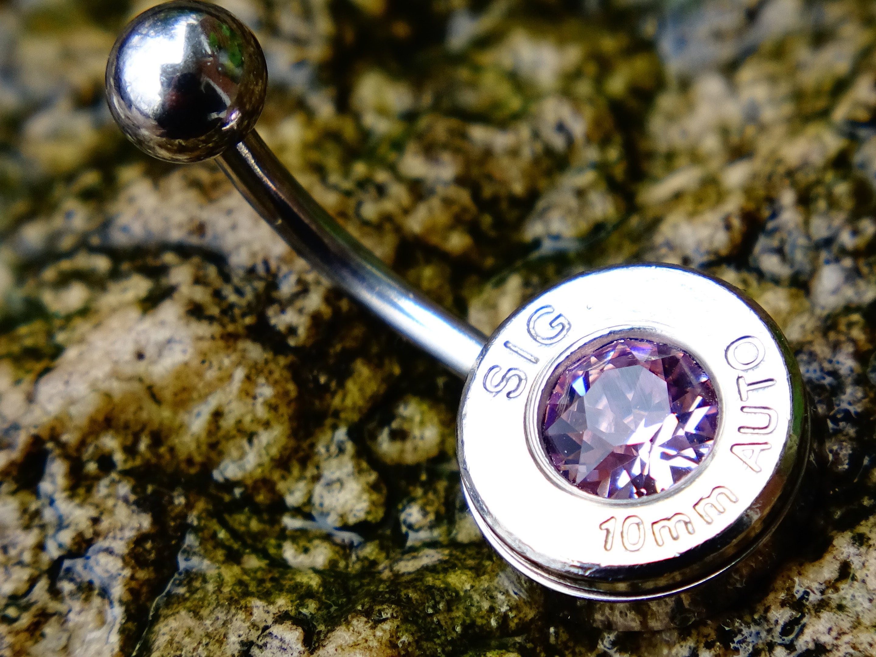 Bullet navel ring belly button ring light amethyst (etsy image id: 2334340413)