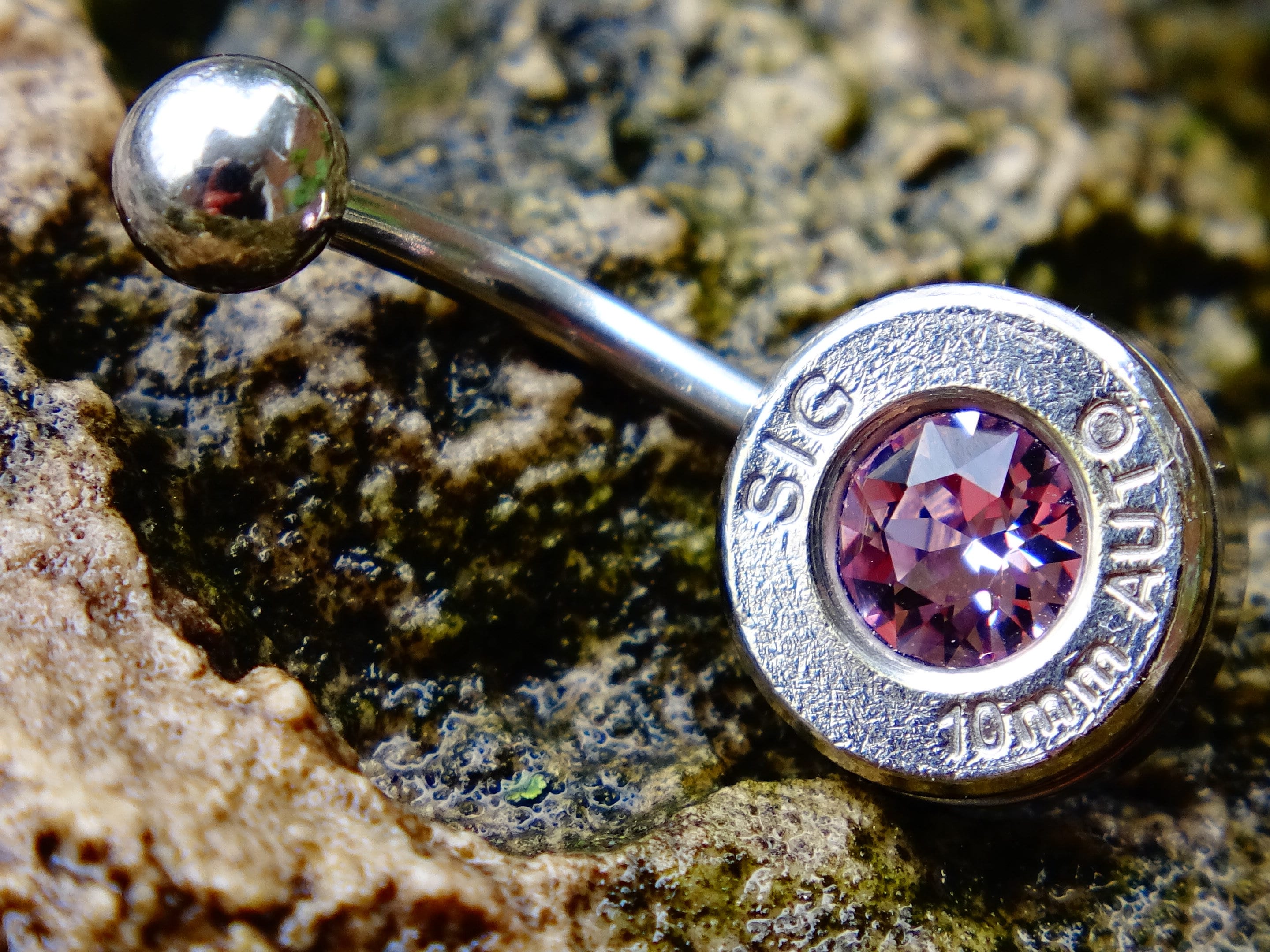 Bullet navel ring belly button ring light amethyst (etsy image id: 2334340681)