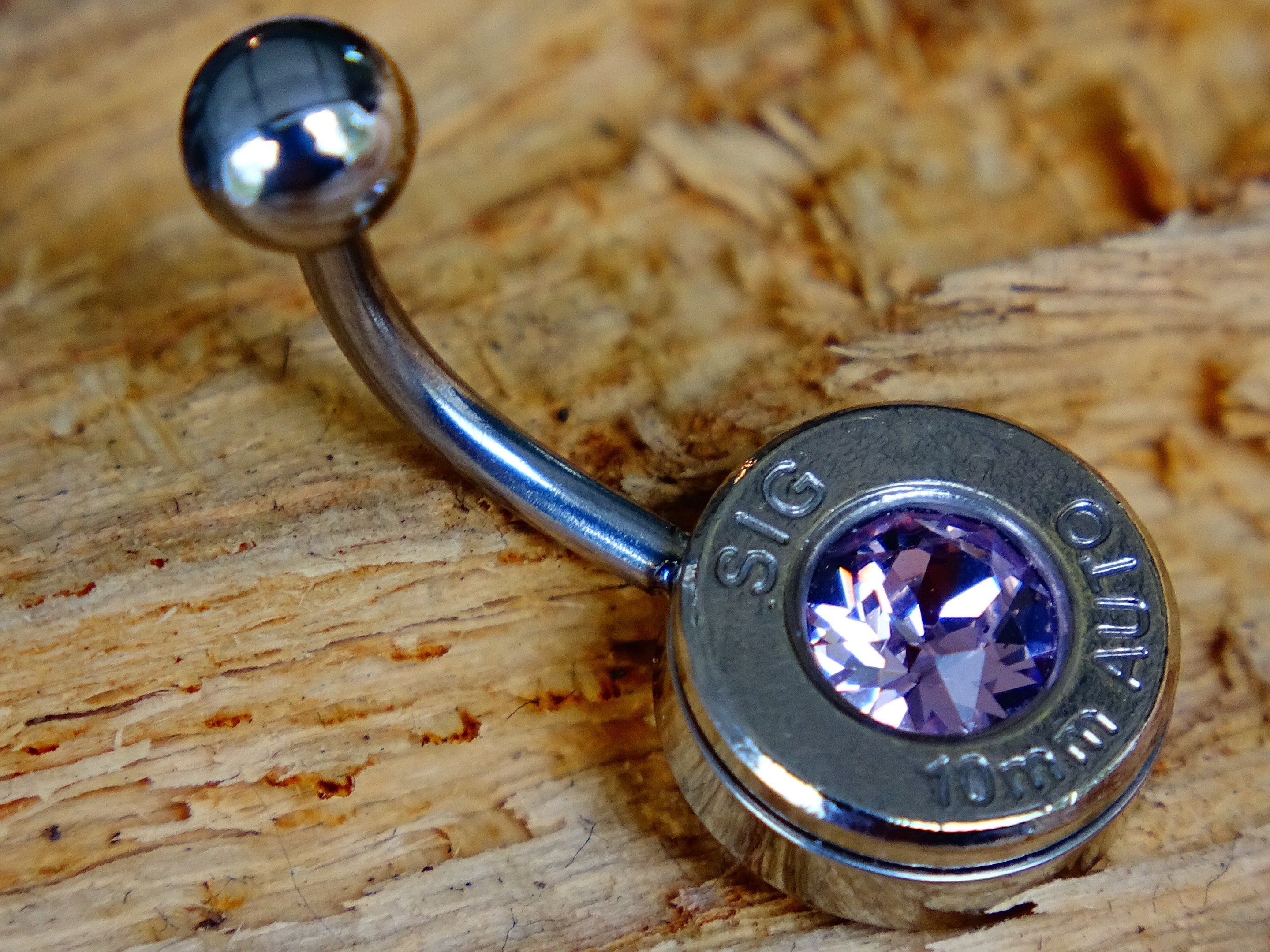 Bullet navel ring belly button ring light amethyst (etsy image id: 2334340957)