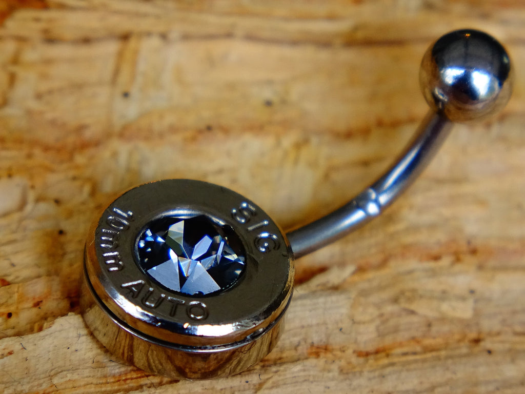 Navel ring belly button ring silver night gray bullet (etsy image id: 2334345843)