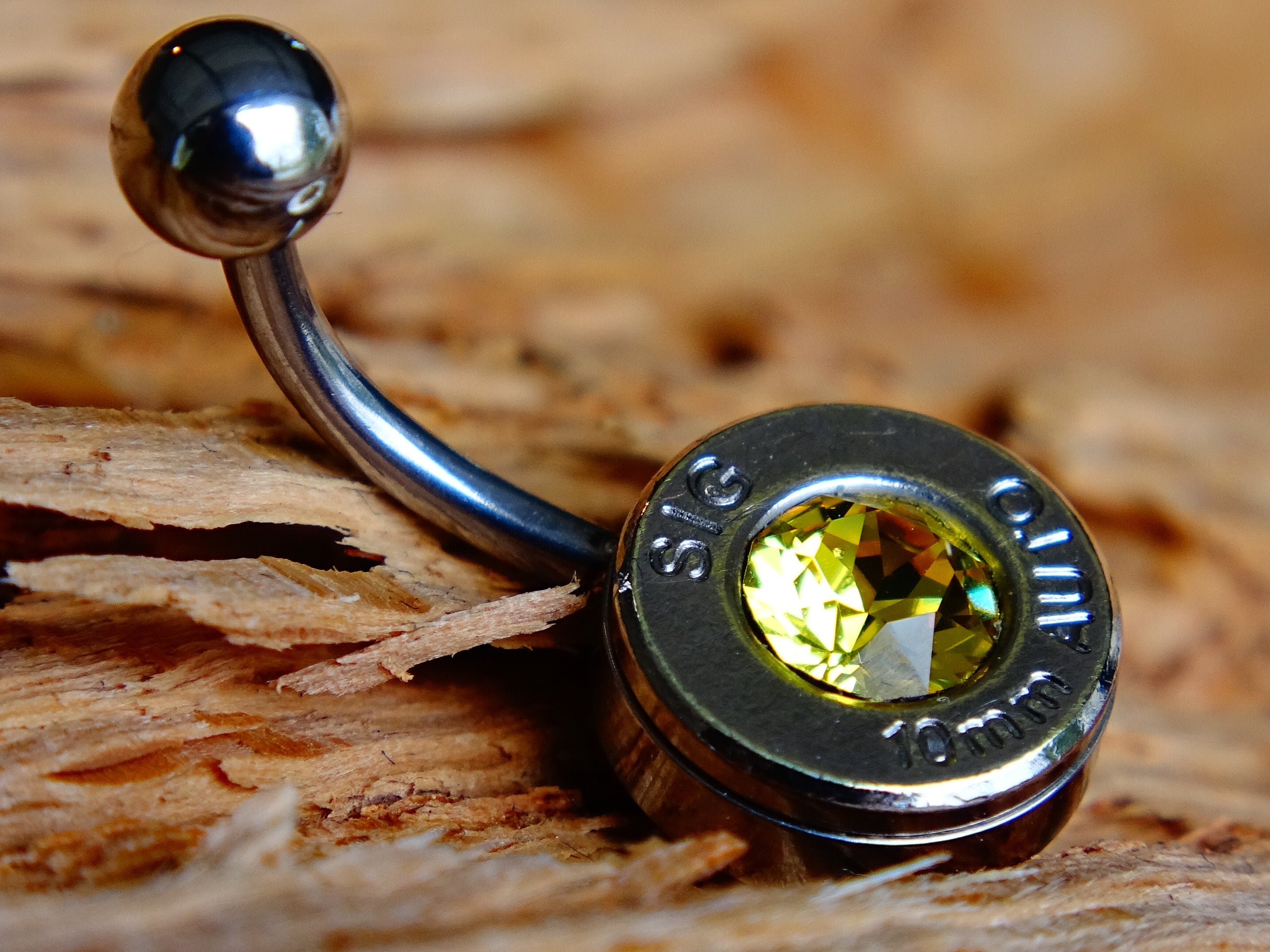 Bullet navel ring belly button ring citrine (etsy image id: 2335984239)