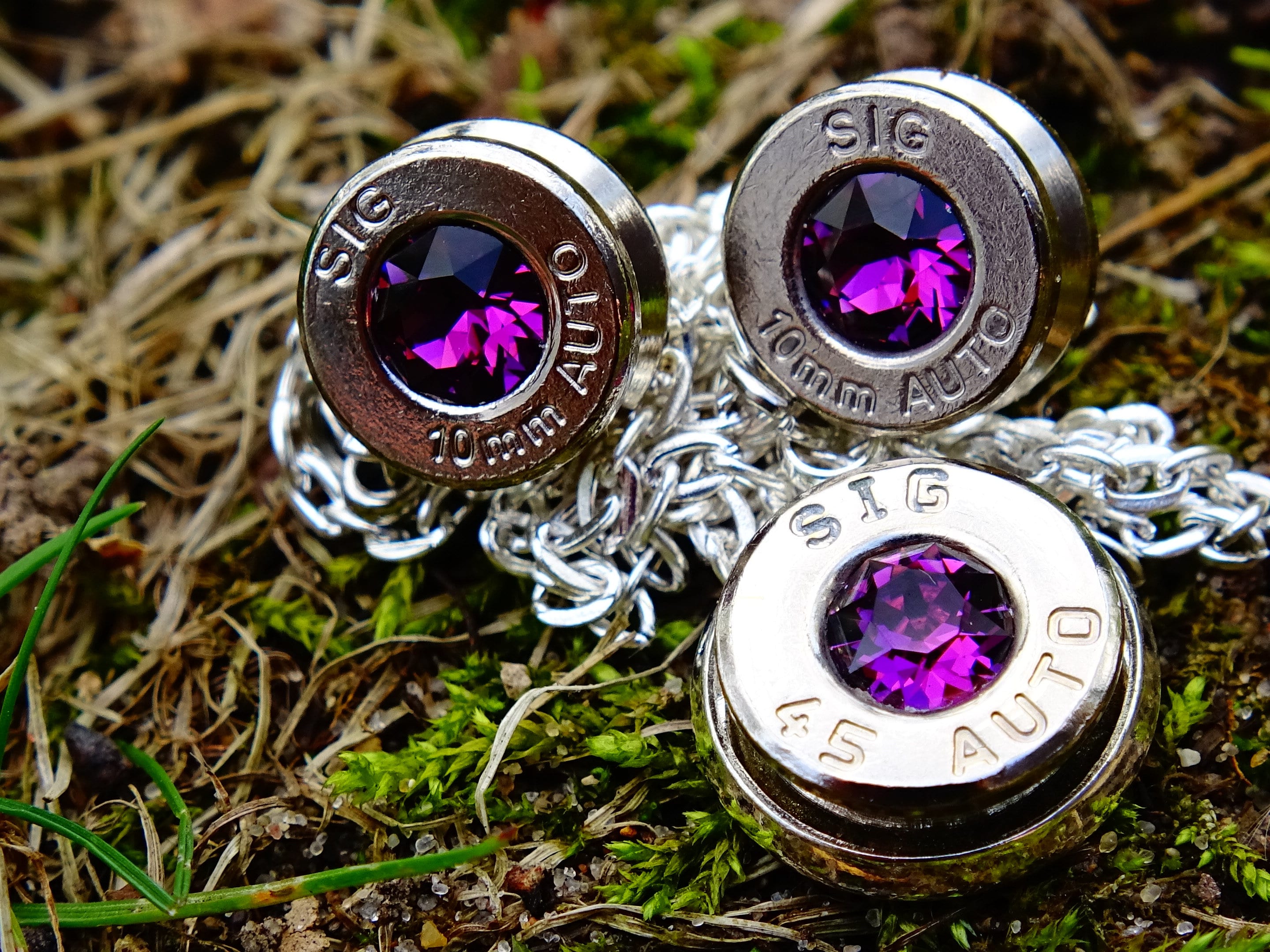 Bullet earrings & necklace amethyst (etsy image id: 2342753243)