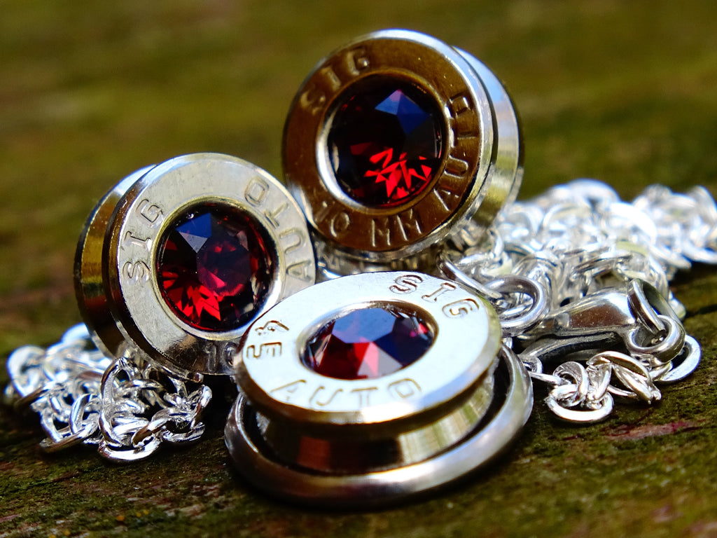 Bullet earrings & necklace burgundy (etsy image id: 2342780211)