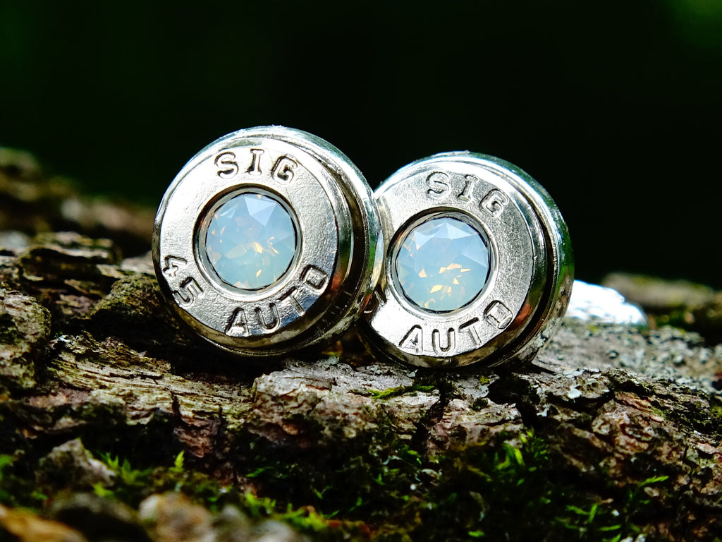 Bullet cufflinks .45 ACP opal (etsy image id: 2377388275)