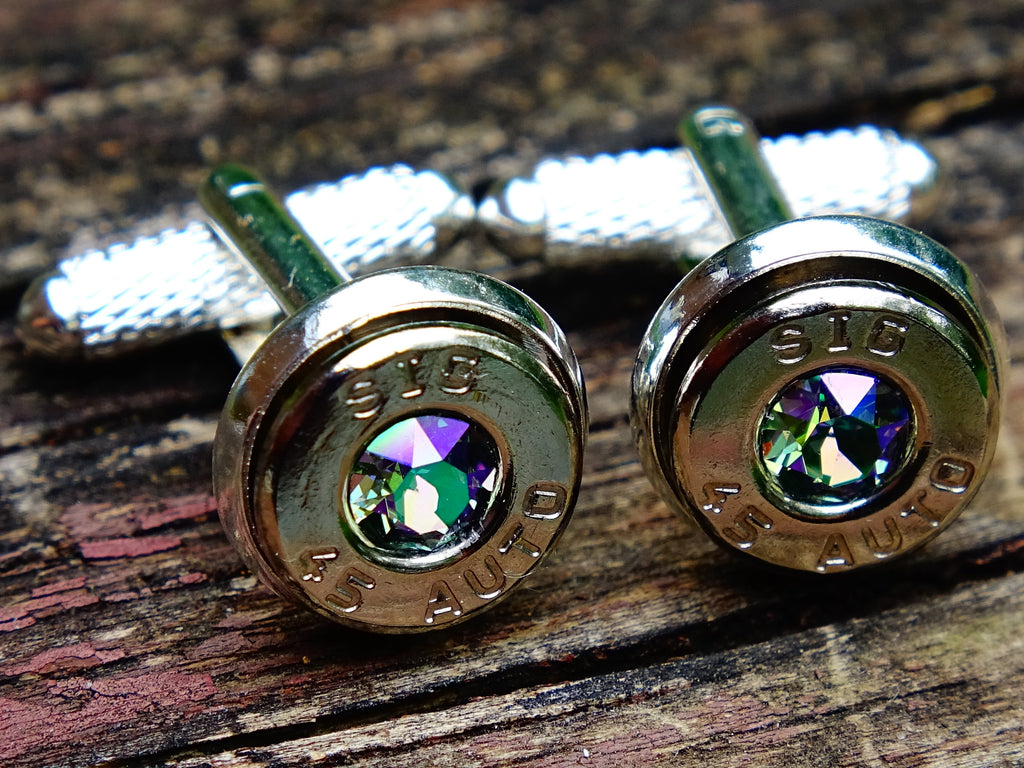 Bullet cufflinks .45 ACP alexandrite (etsy image id: 2377406149)