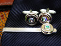 Bullet cufflinks & tie clip set alexandrite (etsy image id: 2377413045)