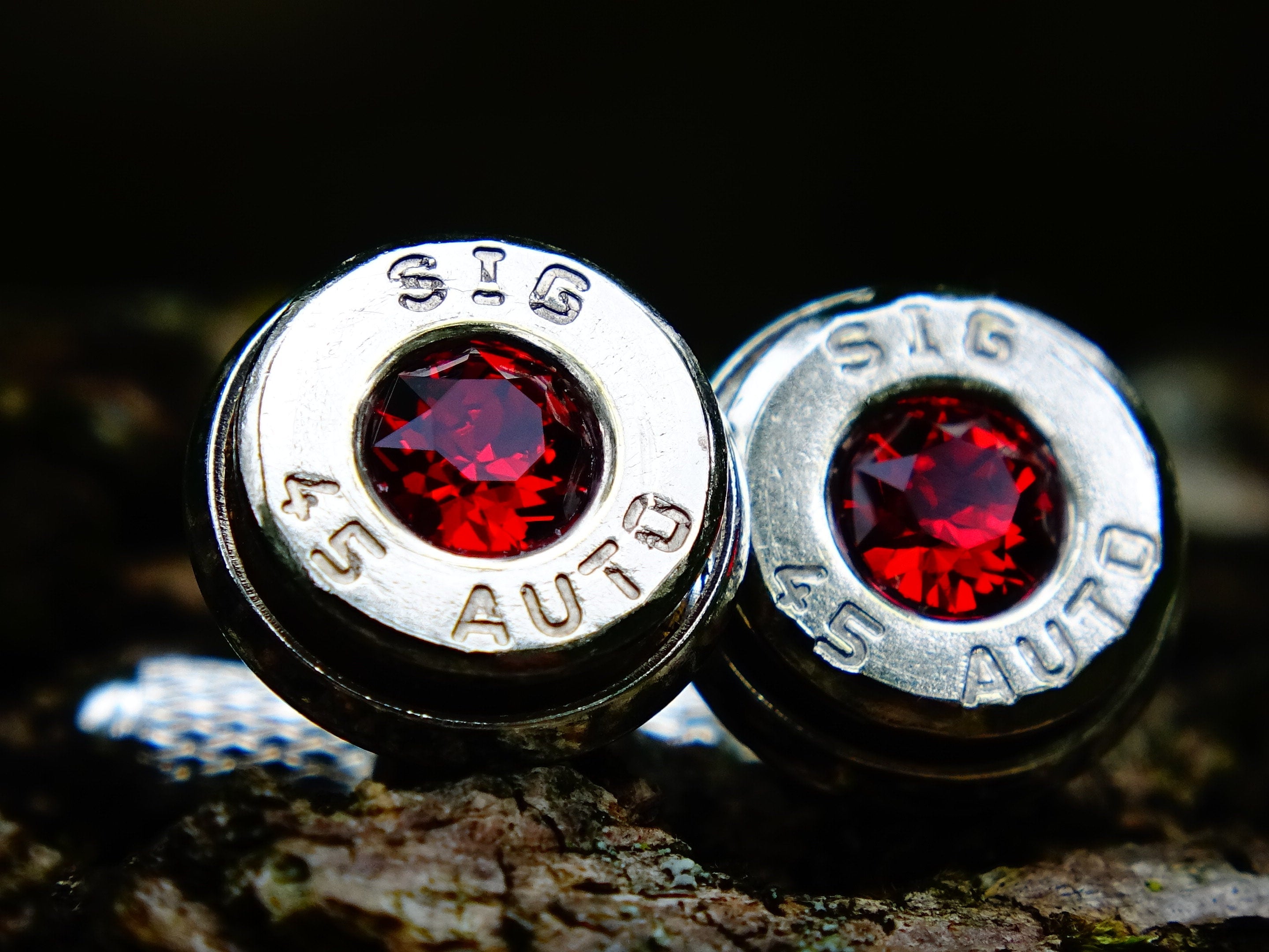 Bullet cufflinks & tie clip set garnet (etsy image id: 2377426023)