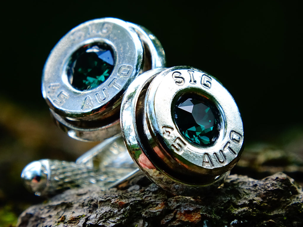 Bullet cufflinks .45 ACP emerald (etsy image id: 2578202296)