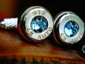 Bullet cufflinks .45 ACP aqua marine (etsy image id: 2578225034)