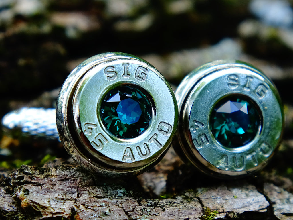 Bullet cufflinks .45 ACP emerald (etsy image id: 2625857767)