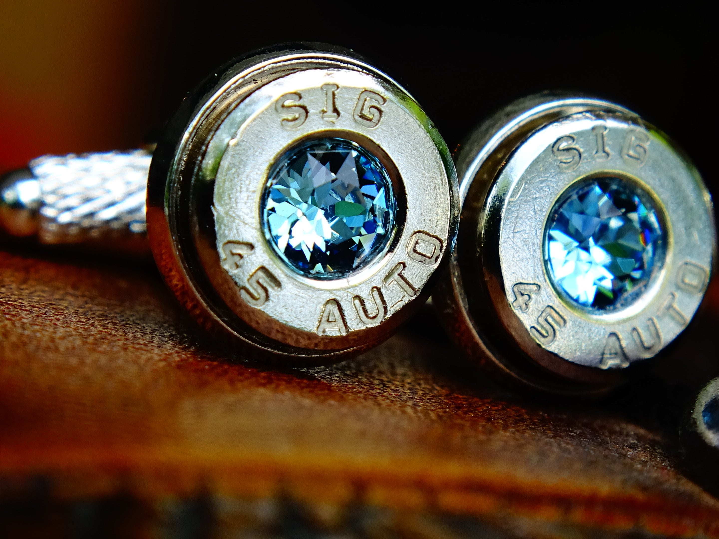 Bullet cufflinks & tie clip set aqua marine (etsy image id: 2625887871)
