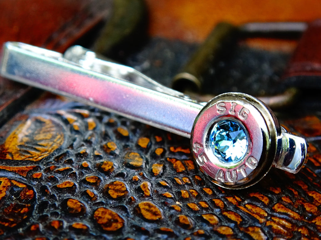 Bullet cufflinks & tie clip set aqua marine (etsy image id: 2625888047)
