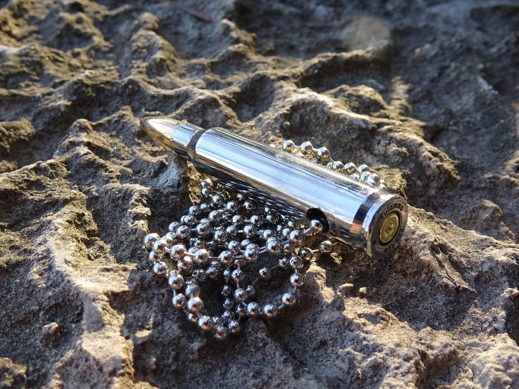 Dogtag chain bullet necklace .223 silver (etsy image id: 2977938282)
