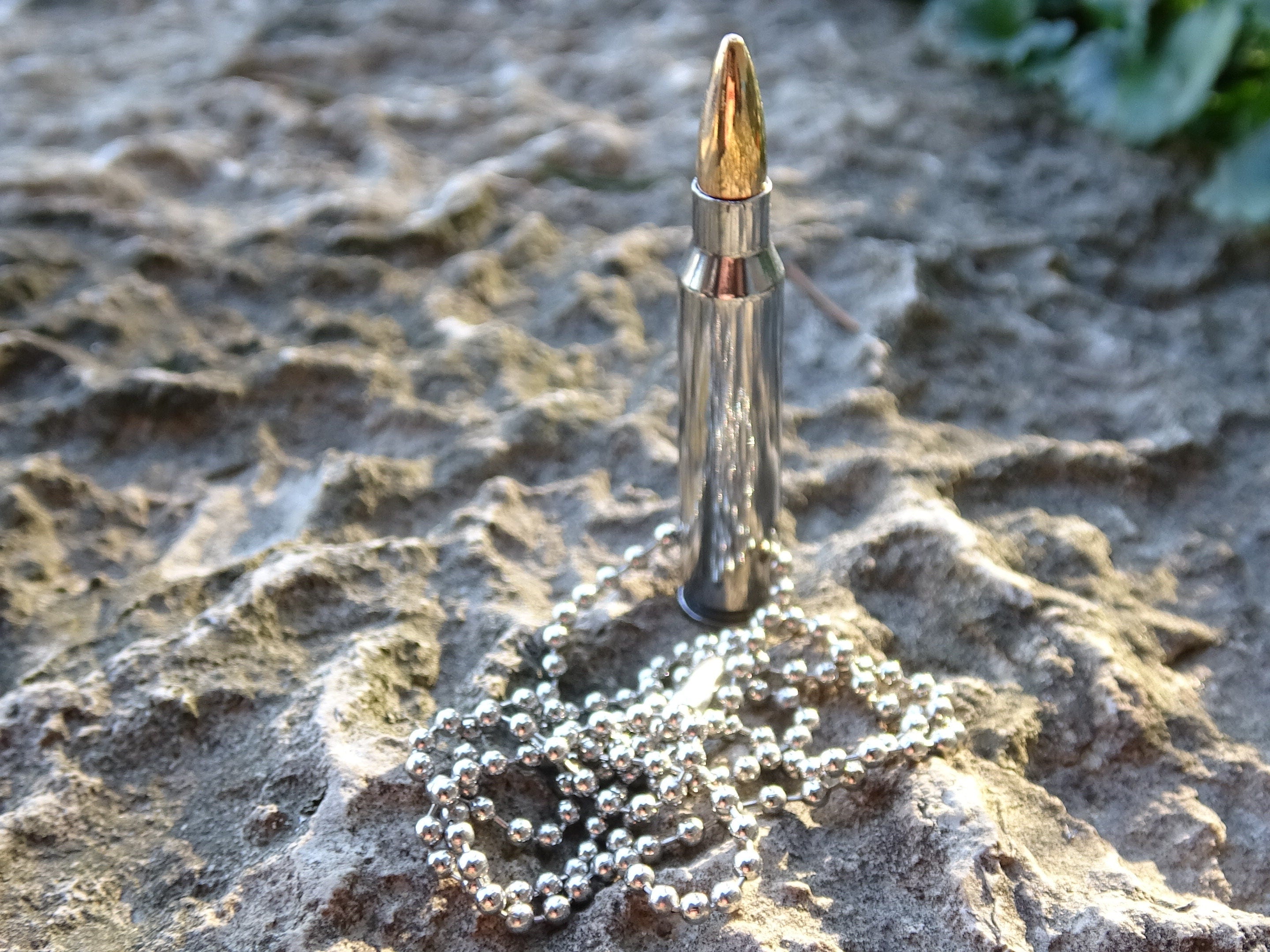 Dogtag chain bullet necklace .223 silver (etsy image id: 2977938460)