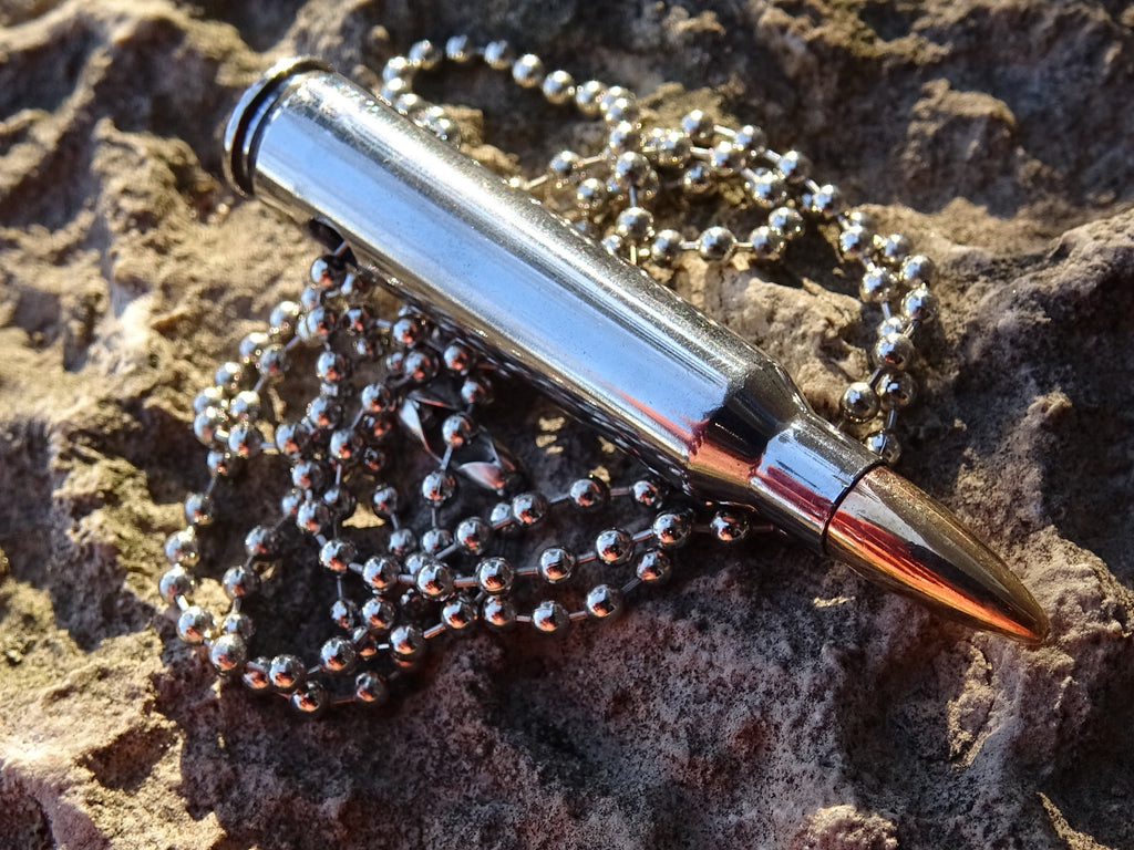 Dogtag chain bullet necklace .223 silver (etsy image id: 3025661099)