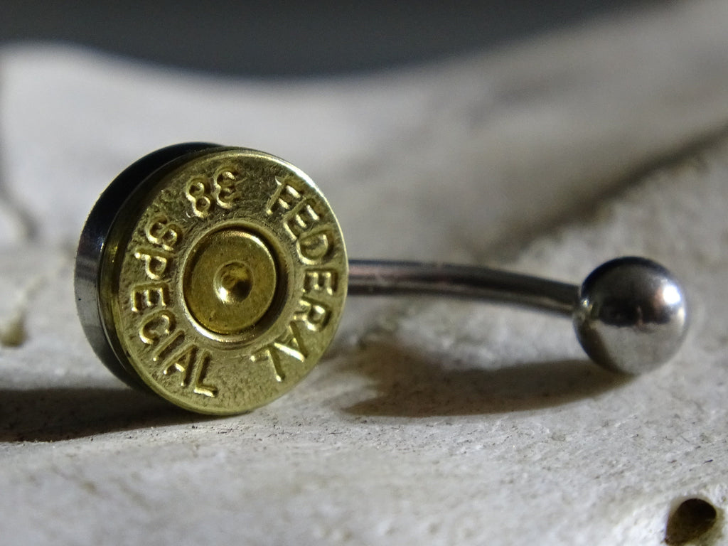 Fallout raider belly ring "real .38 special bullet case" (etsy image id: 3433454055)