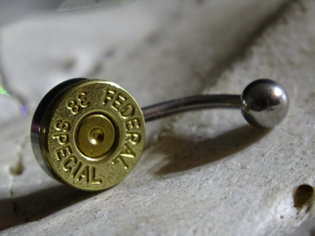 Fallout raider belly ring "real .38 special bullet case" (etsy image id: 3433454161)
