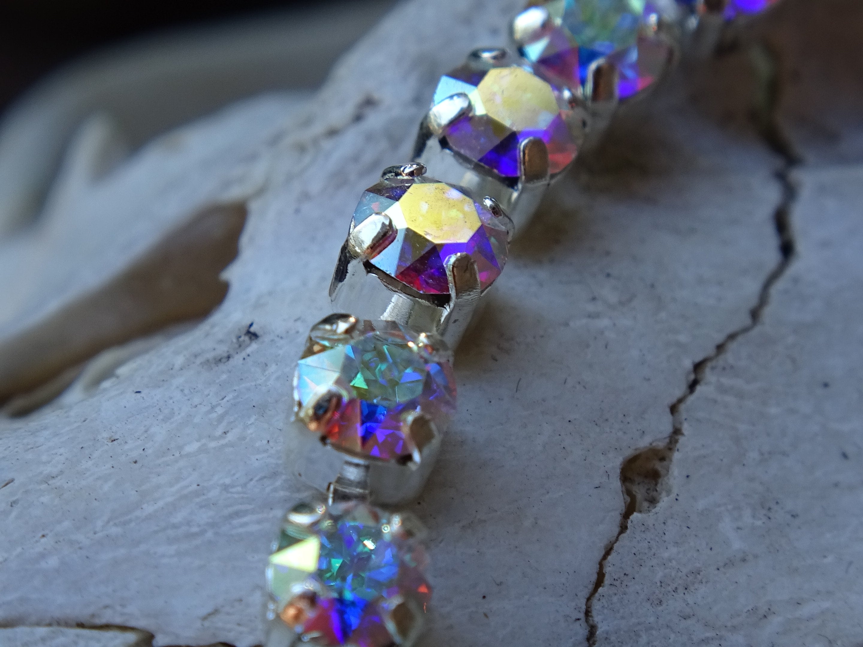 Aurora Borealis ab crystal bullet bracelet (etsy image id: 3445194885)