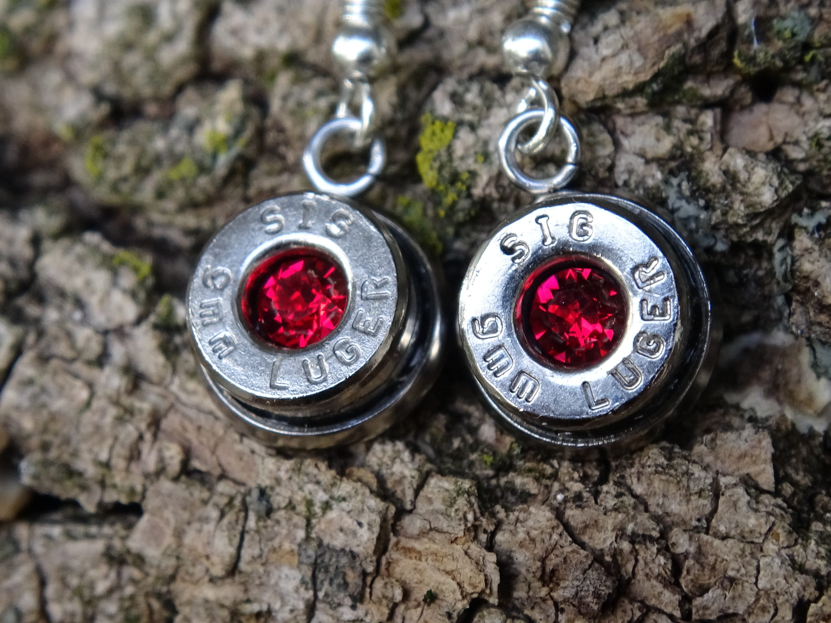 Bullet earring and necklace set shepherd hook garnet (etsy image id: 4240268076)
