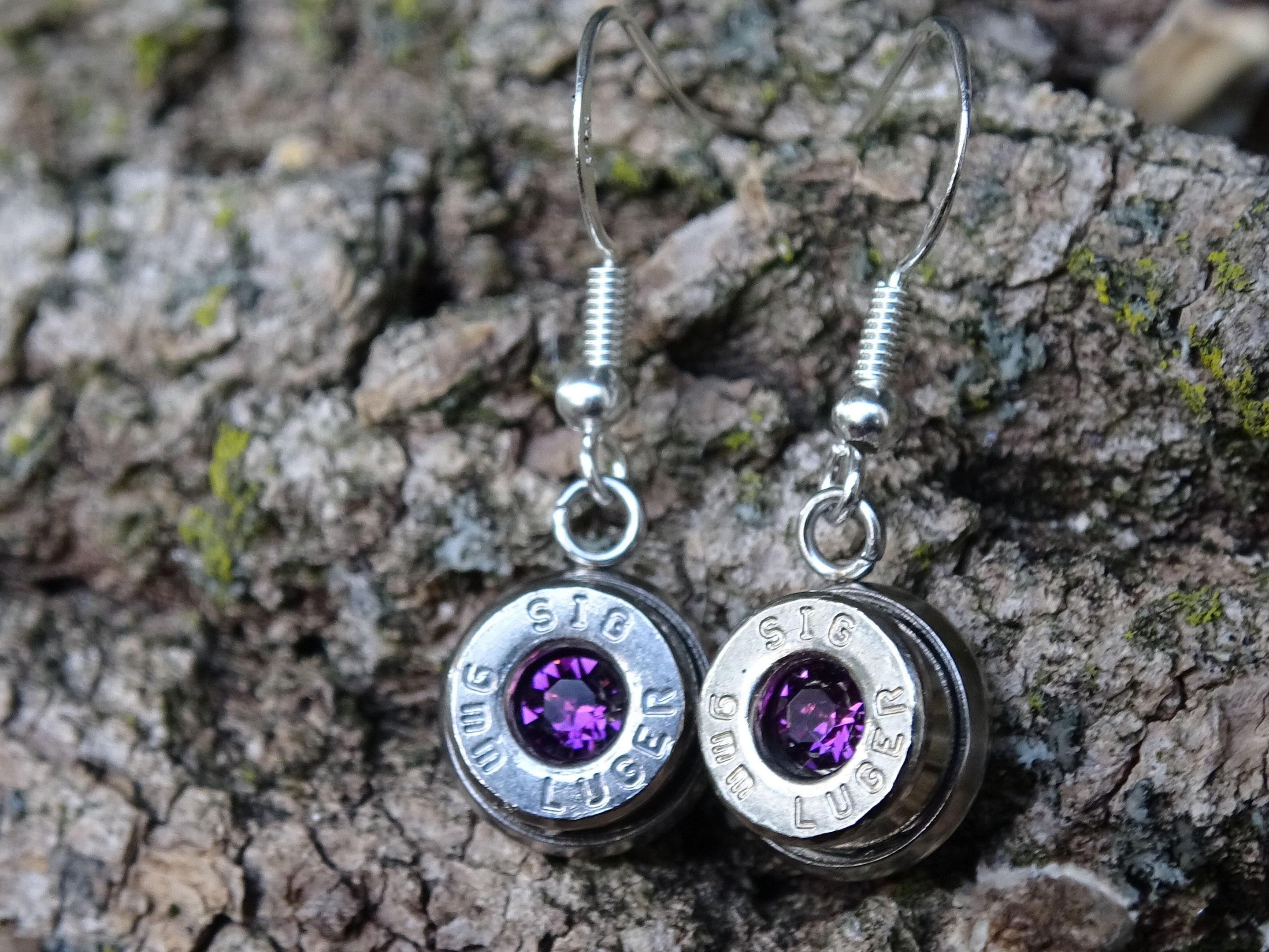 Bullet earring shepherd hook amethyst (etsy image id: 4240293904)