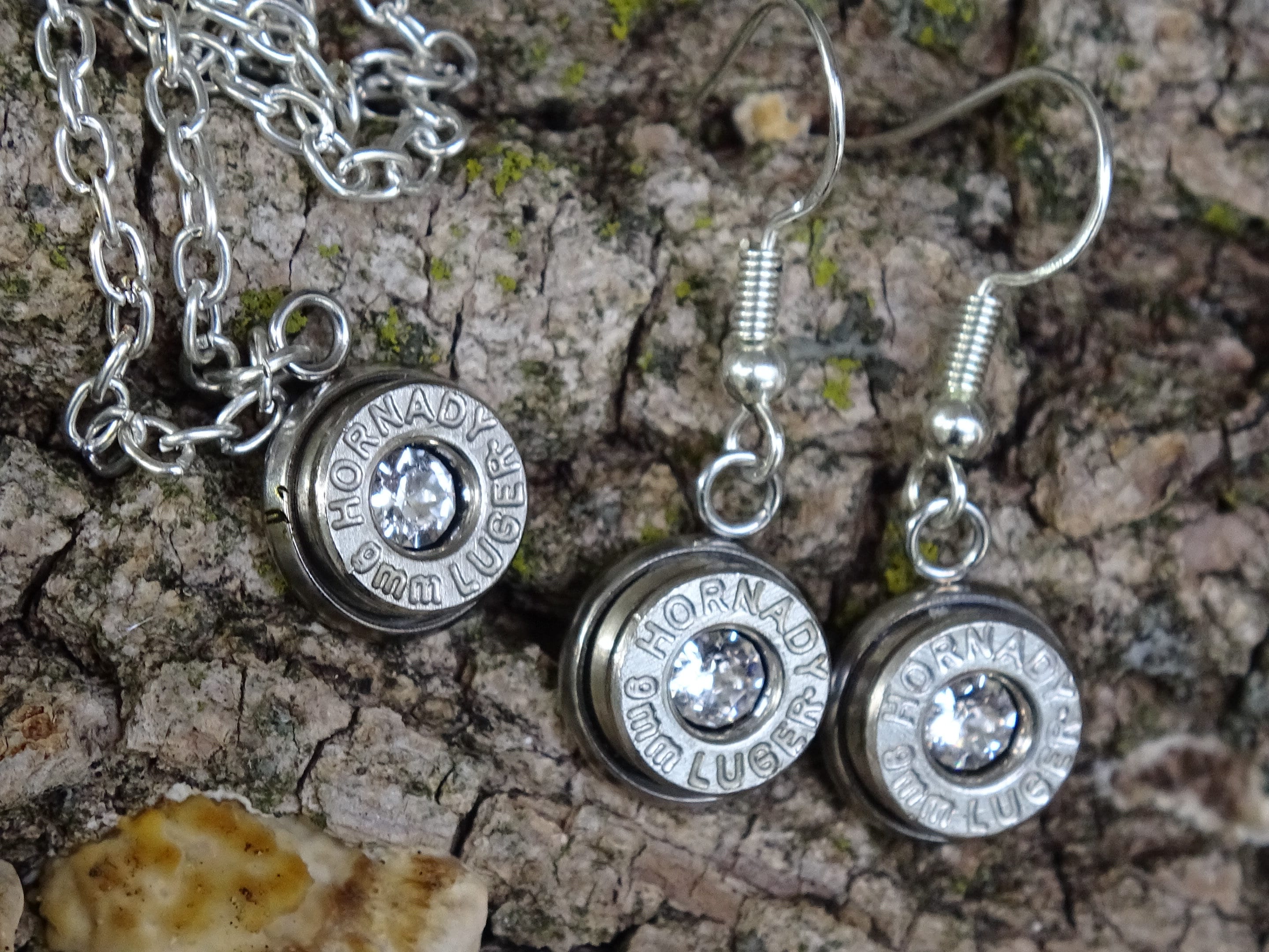 Bullet earring and necklace set shepherd hook cz (etsy image id: 4240330444)