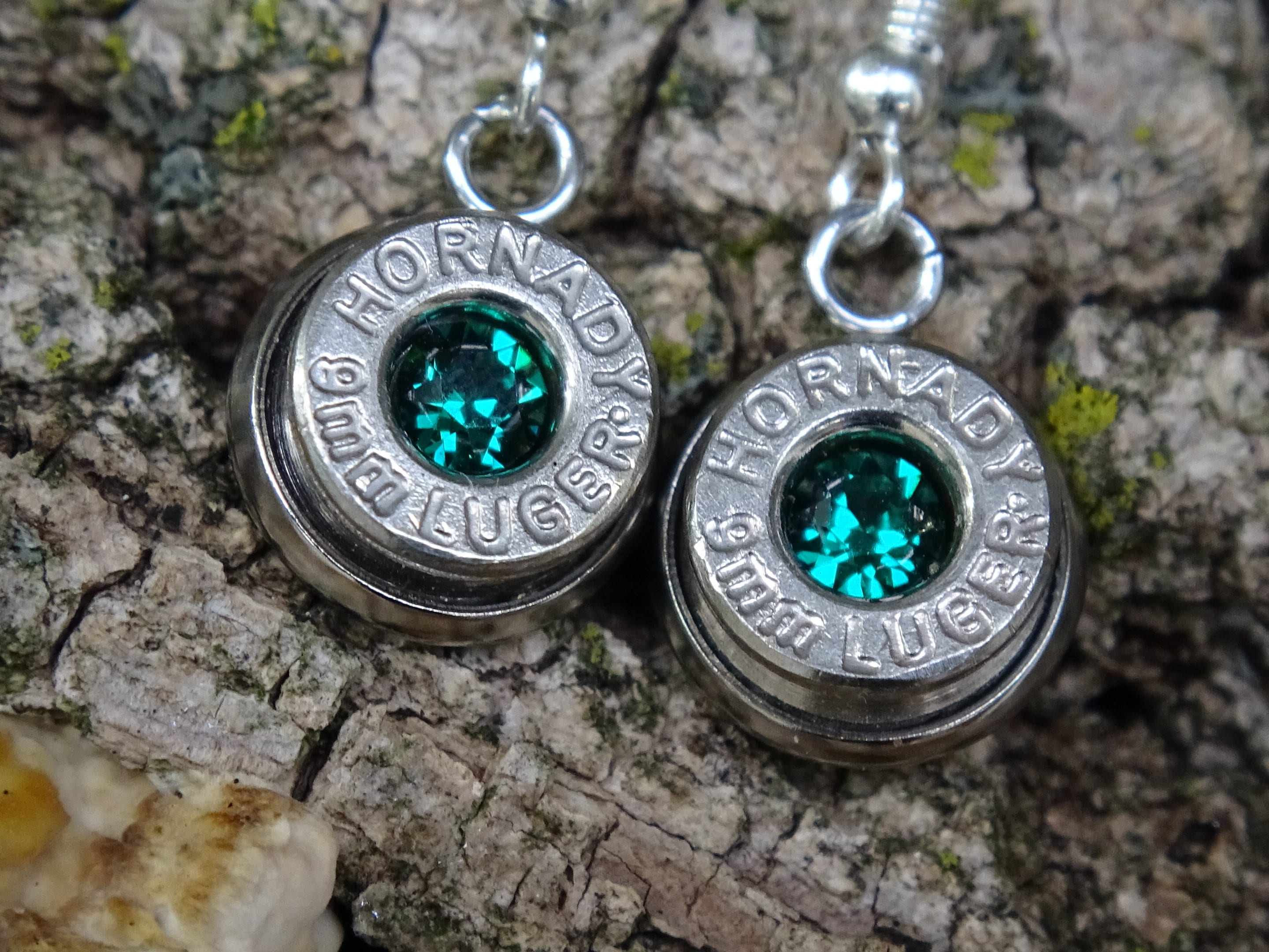 Bullet earring and necklace set shepherd hook emerald (etsy image id: 4240349008)