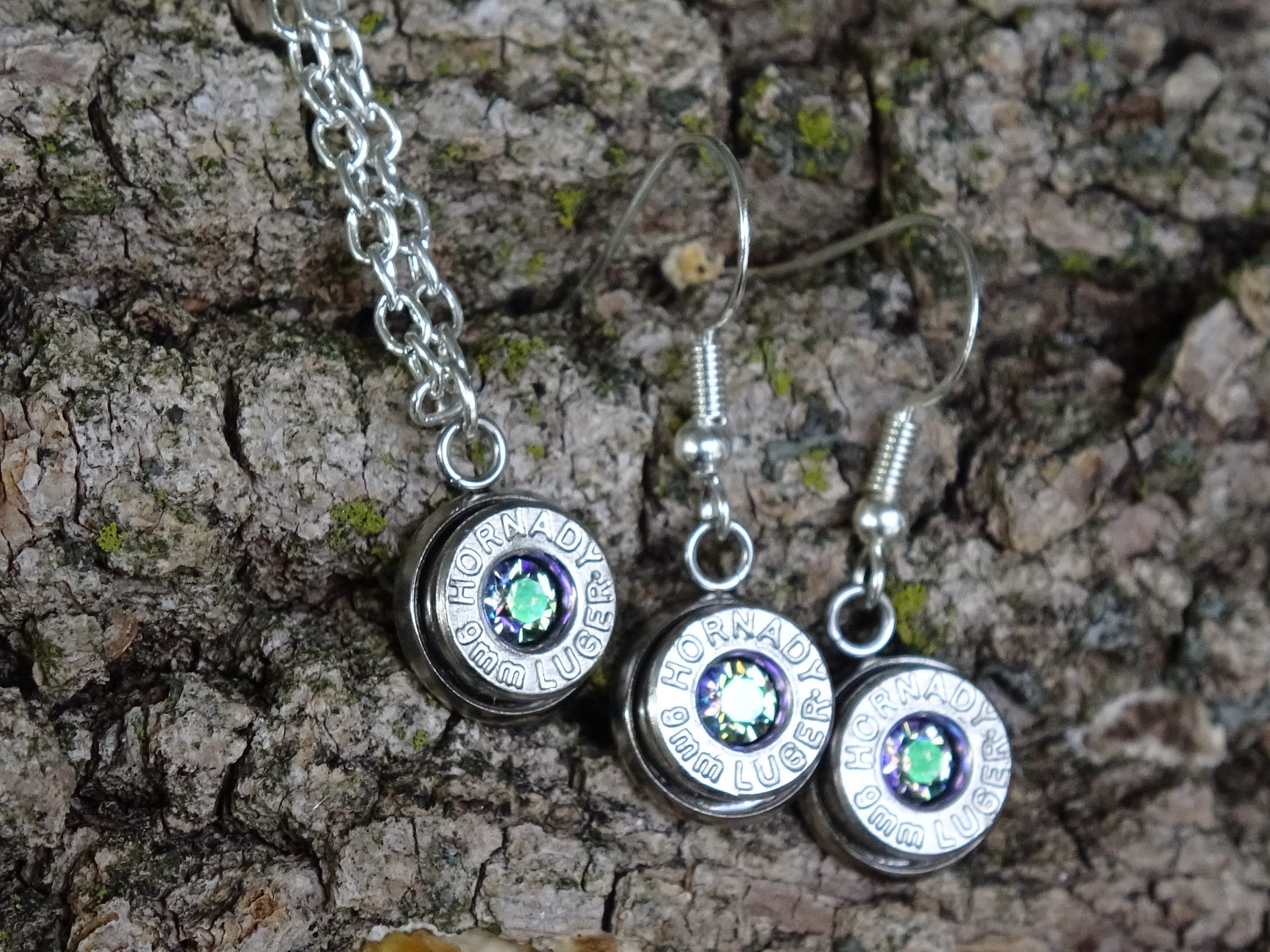 Bullet earring and necklace set shepherd hook alexandrite (etsy image id: 4240353882)