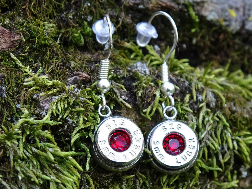Bullet earring shepherd hook siam red (etsy image id: 4240384618)
