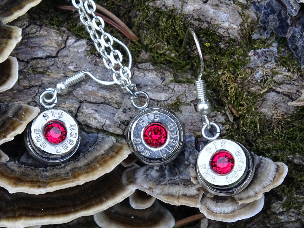 Bullet earring and necklace set shepherd hook garnet (etsy image id: 4287936203)