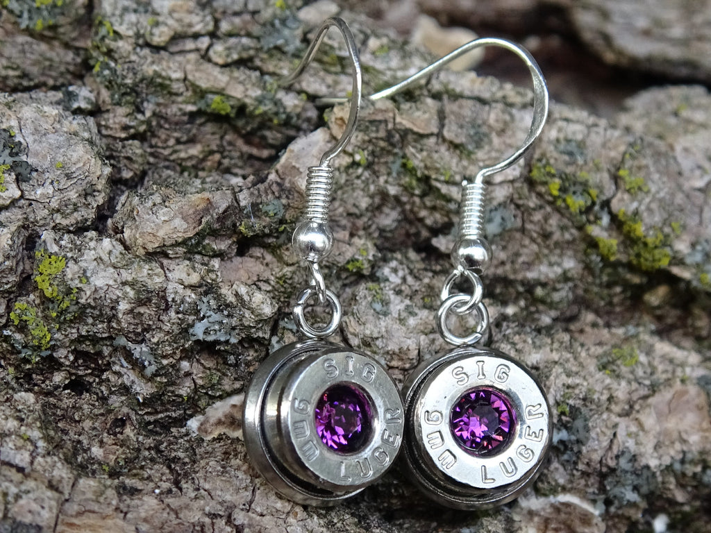Bullet earring and necklace set shepherd hook amethyst (etsy image id: 4287946641)