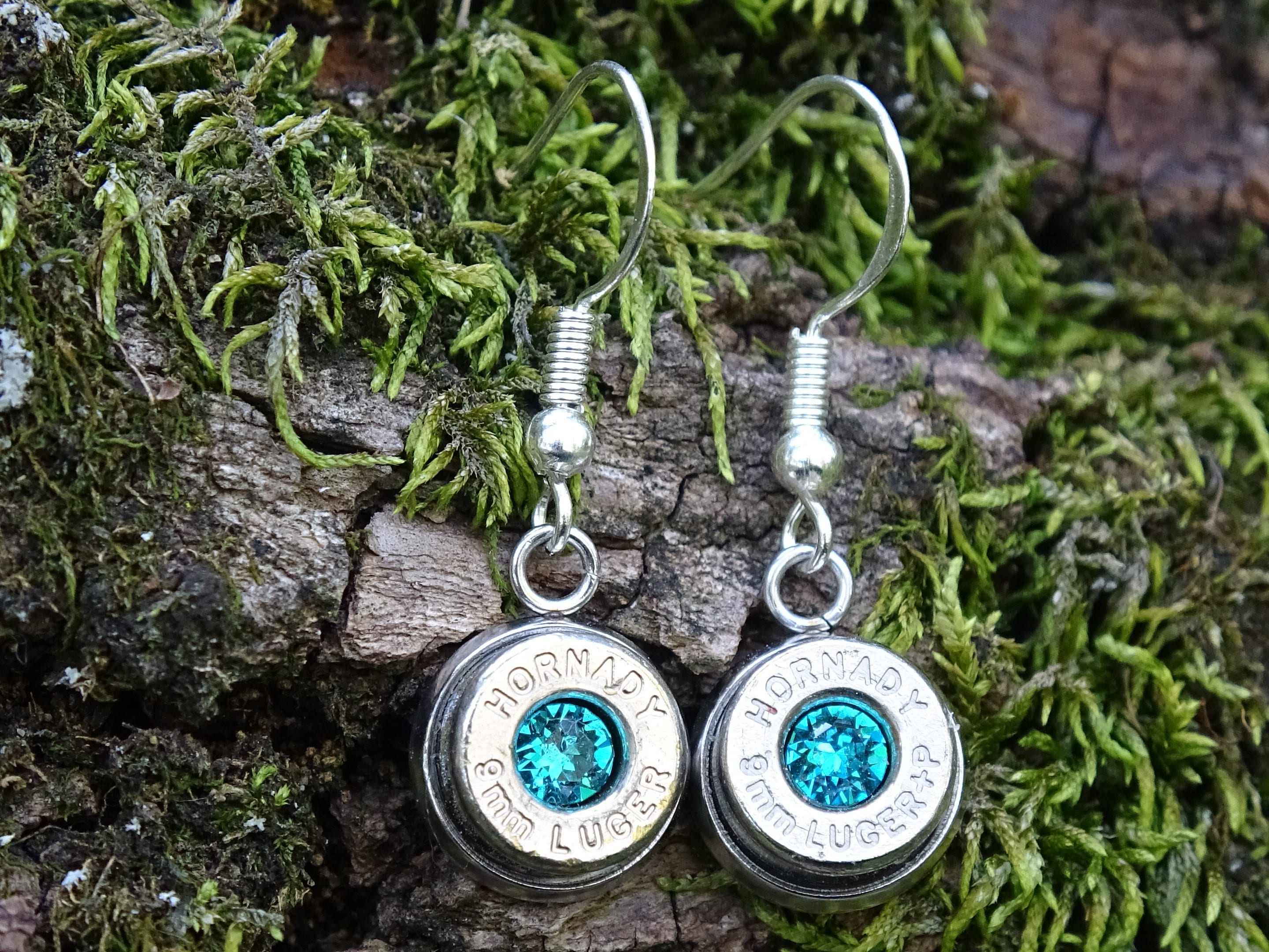 Bullet earring shepherd hook blue zircon (etsy image id: 4288019549)