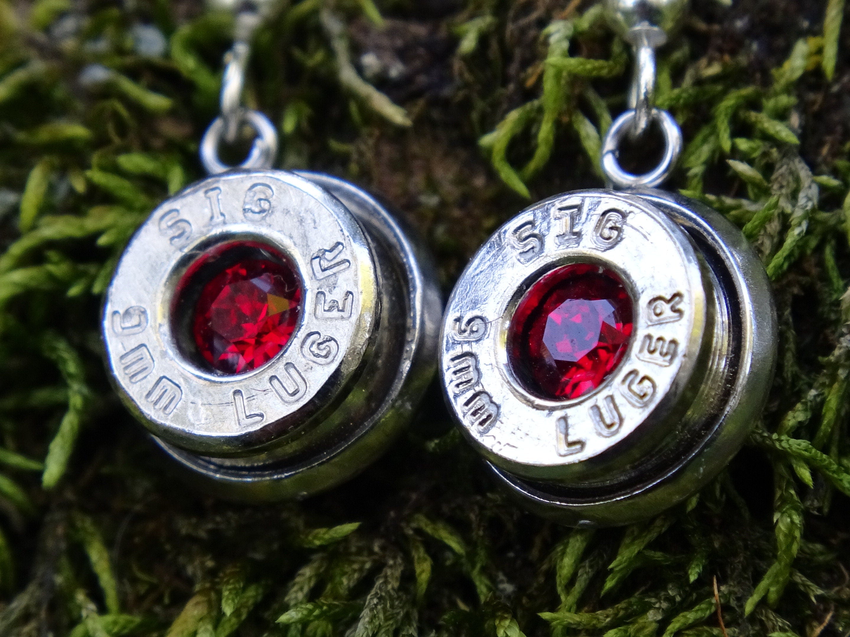 Bullet earring shepherd hook siam red (etsy image id: 4288029755)