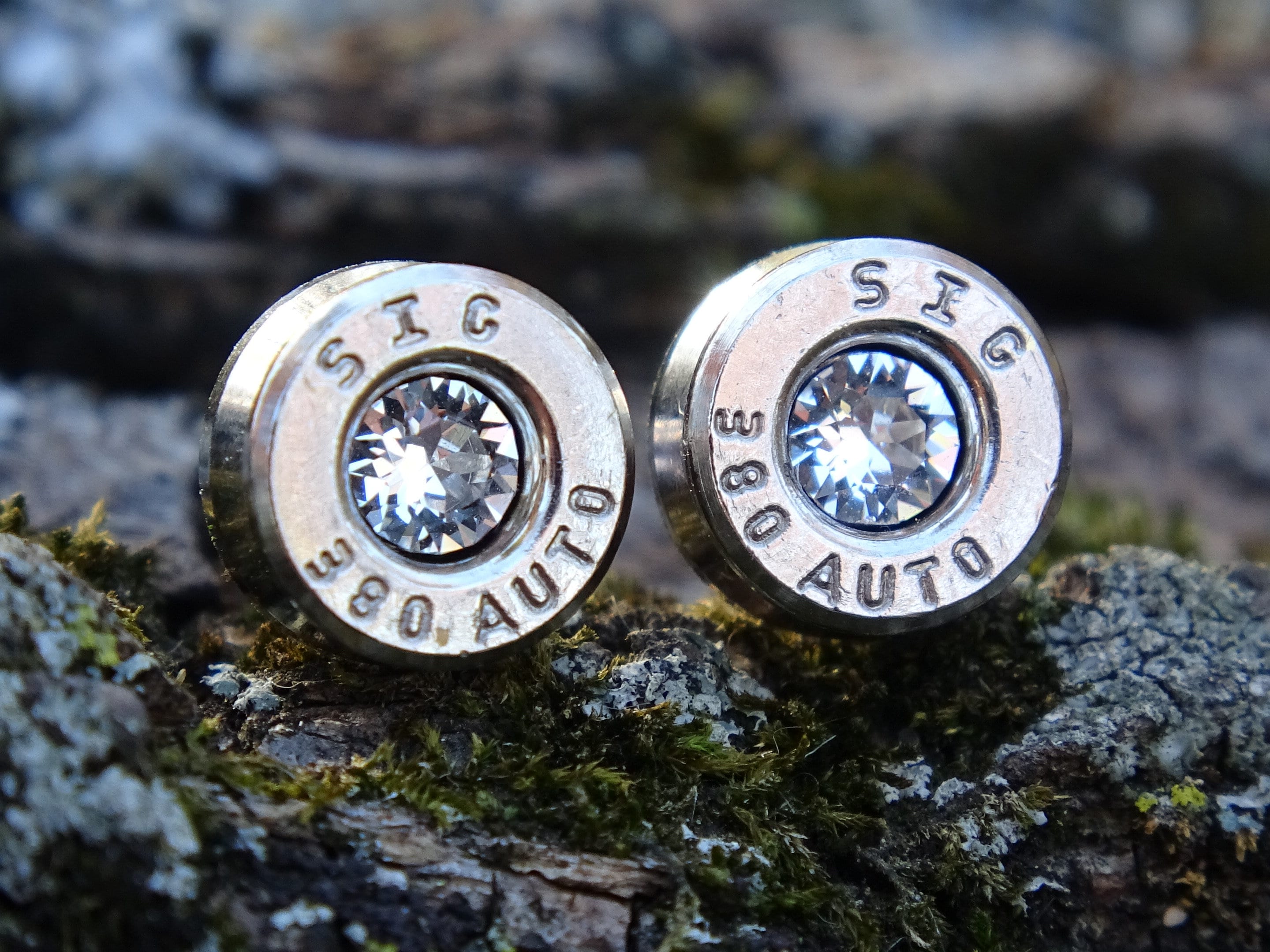 Bullet earring 380 auto Clear CZ (etsy image id: 4307291576)
