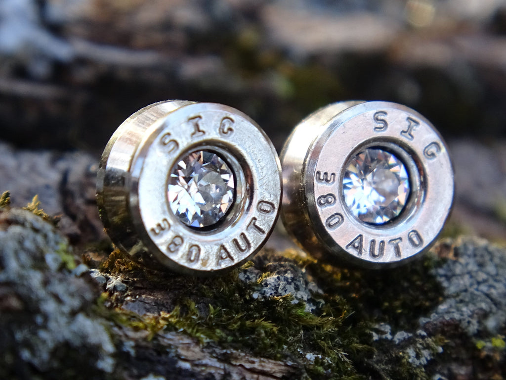 Bullet earring 380 auto Clear CZ (etsy image id: 4307291666)