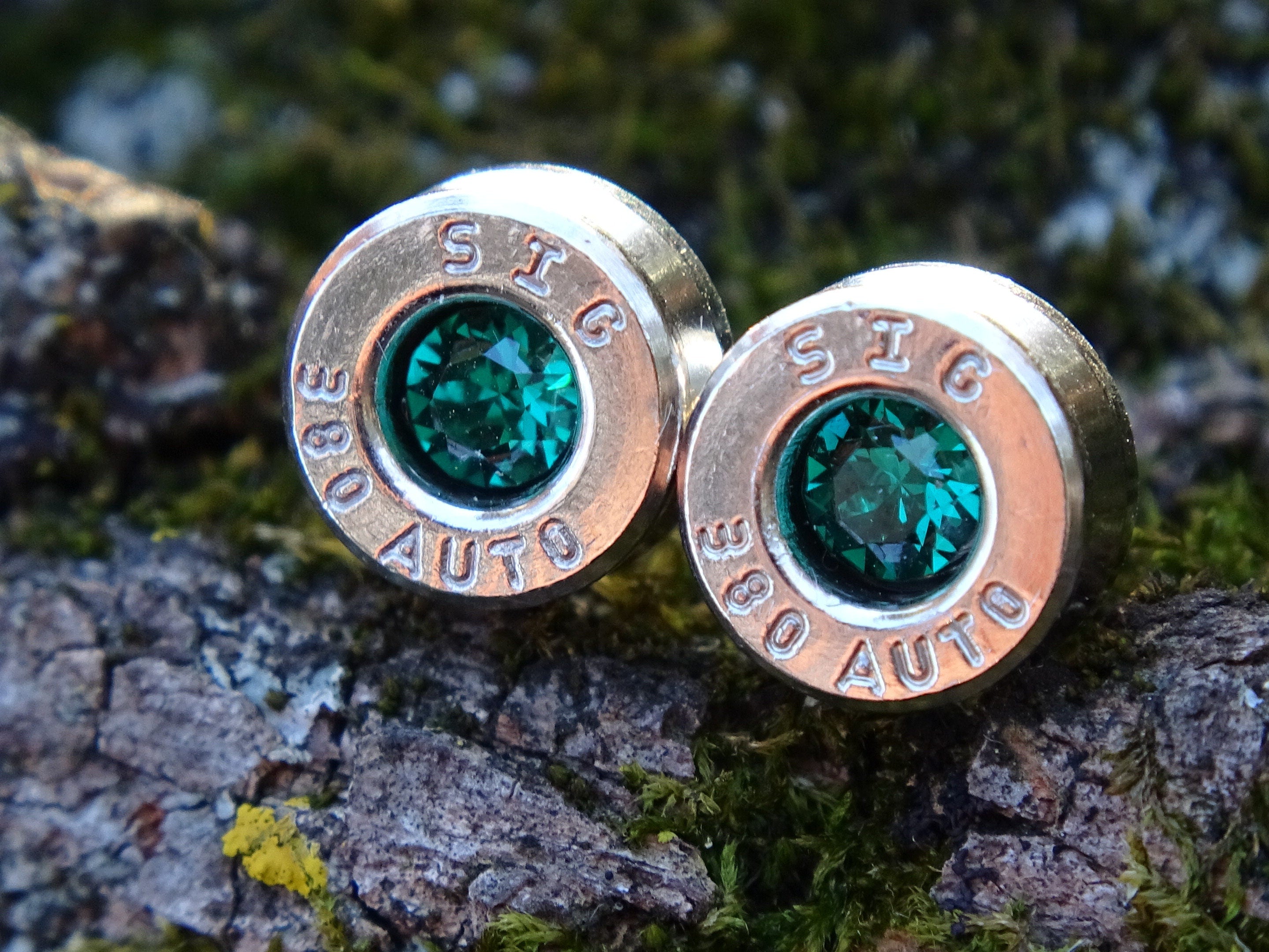 Bullet earring 380 auto Emerald (etsy image id: 4307295058)