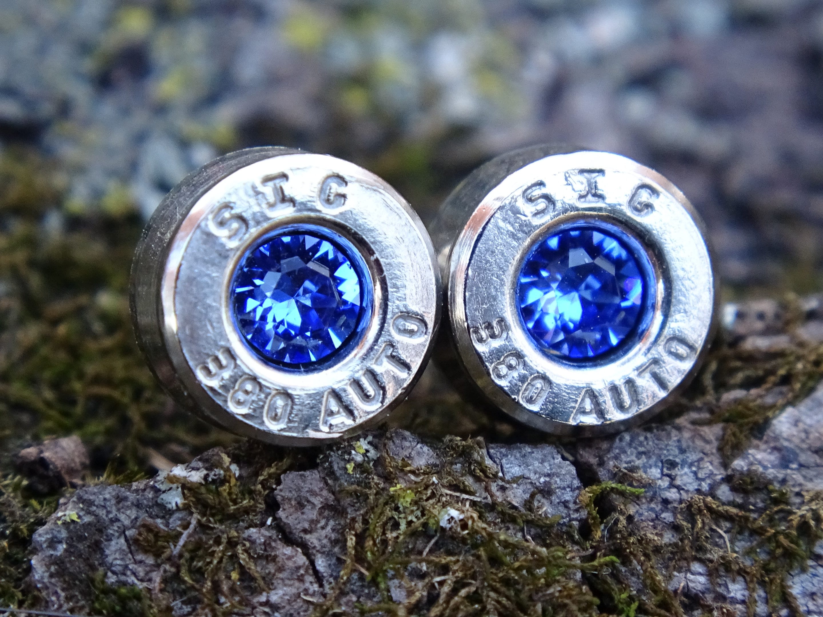 Bullet earring 380 auto Sapphire (etsy image id: 4307335976)