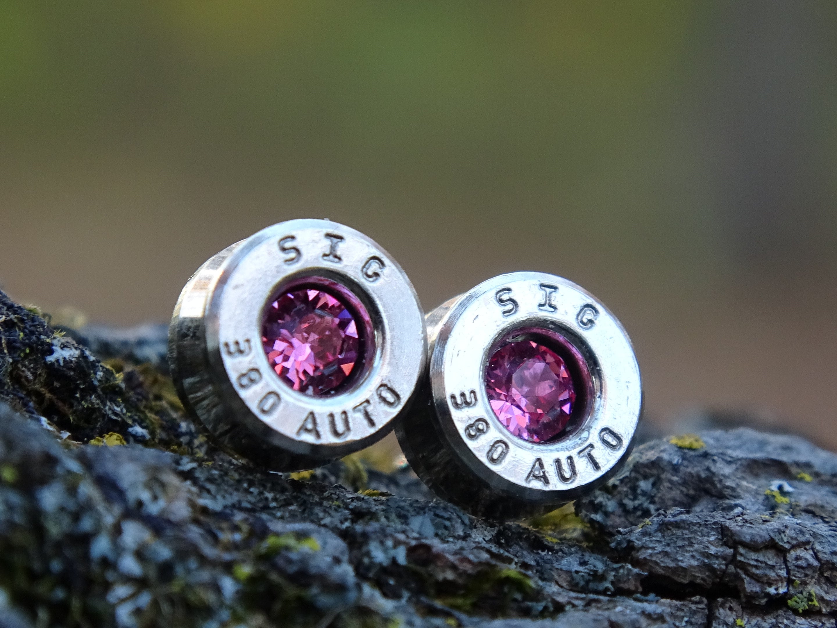 Bullet earring 380 auto Pink Tourmaline (etsy image id: 4307339540)